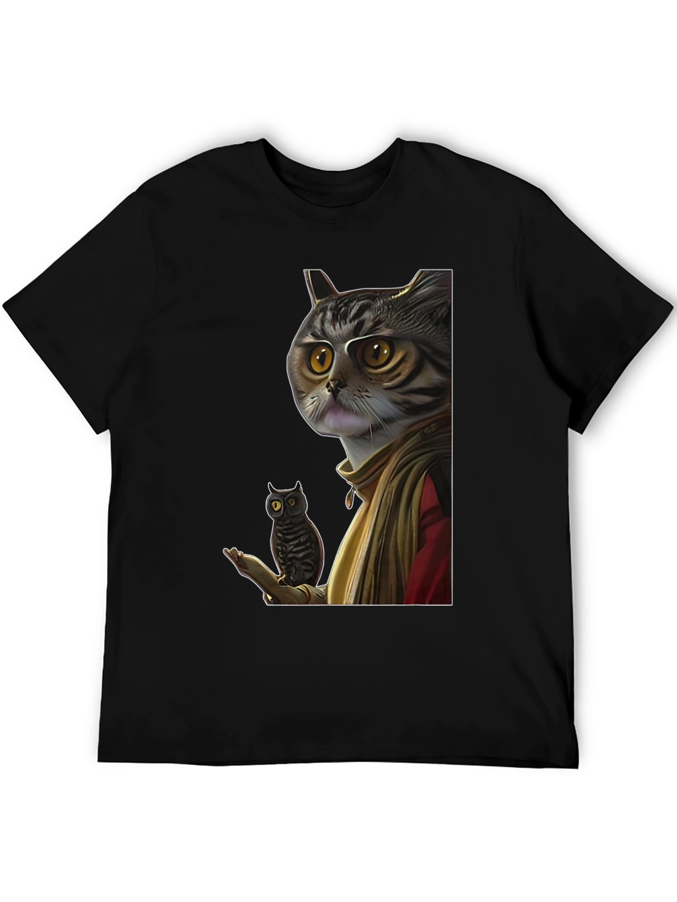 Cat Wizard with Owl Graphic Tee