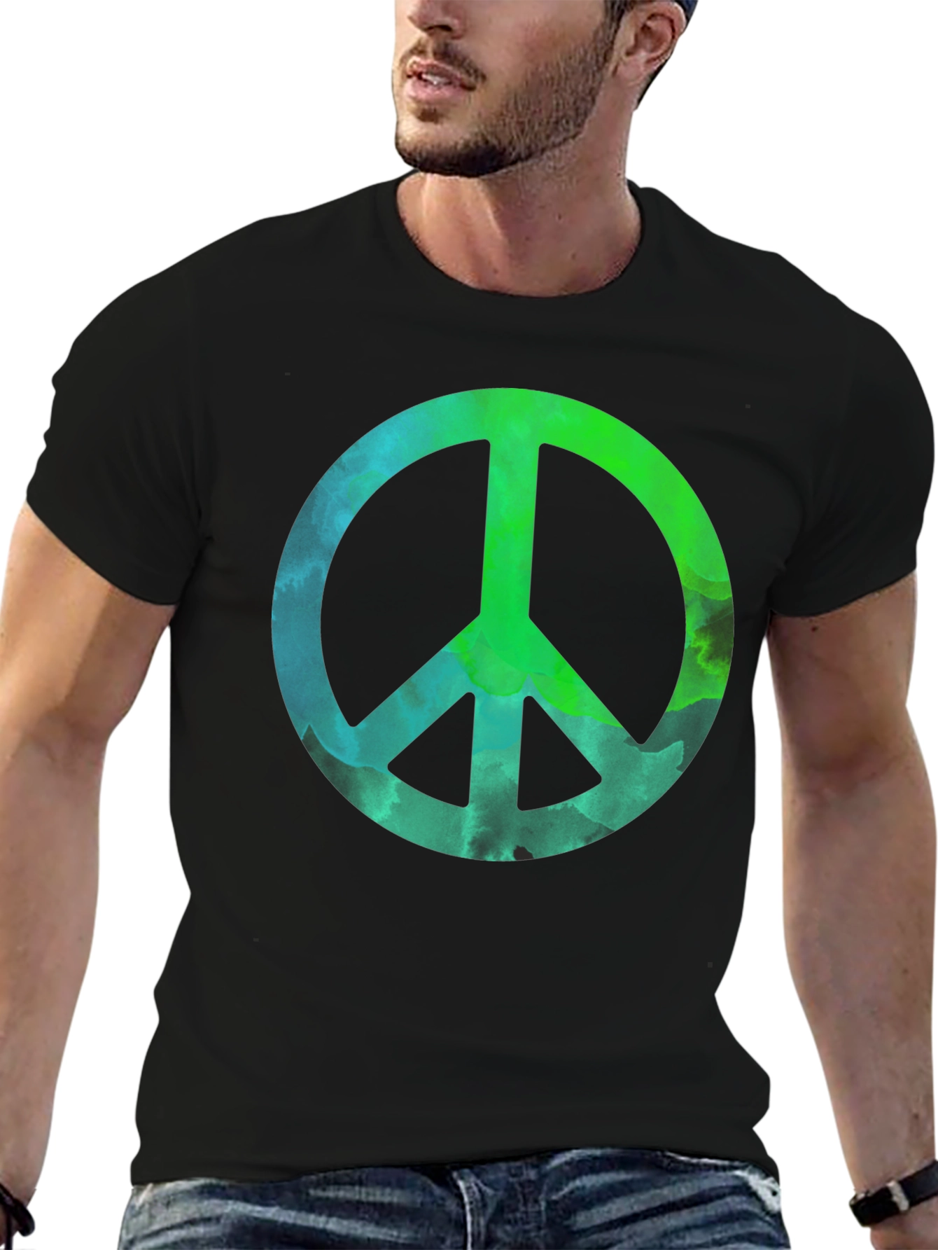 Peace Sign Graphic Tee - Mens Black T-Shirt