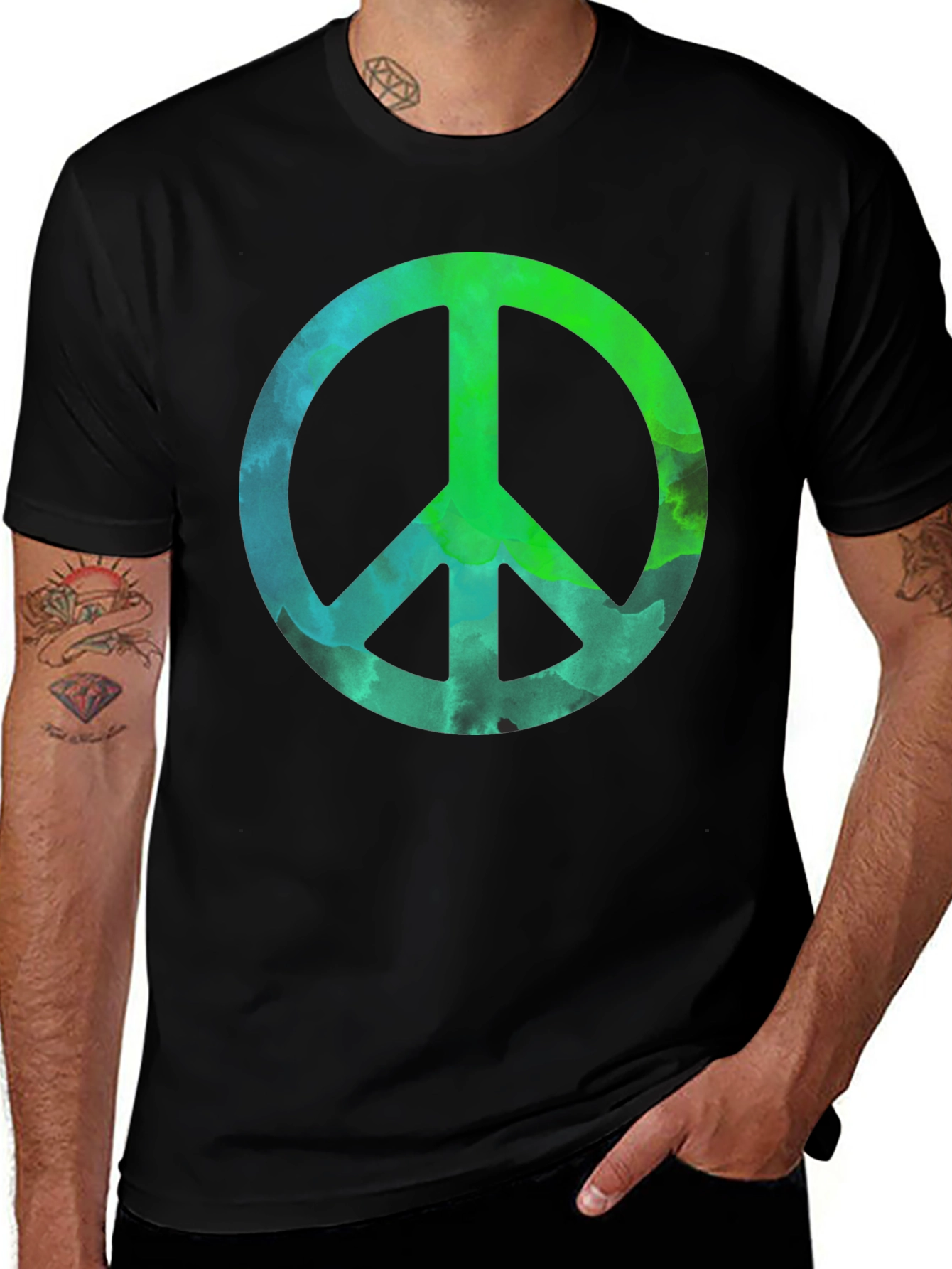 Peace Sign Graphic Tee - Mens Black T-Shirt