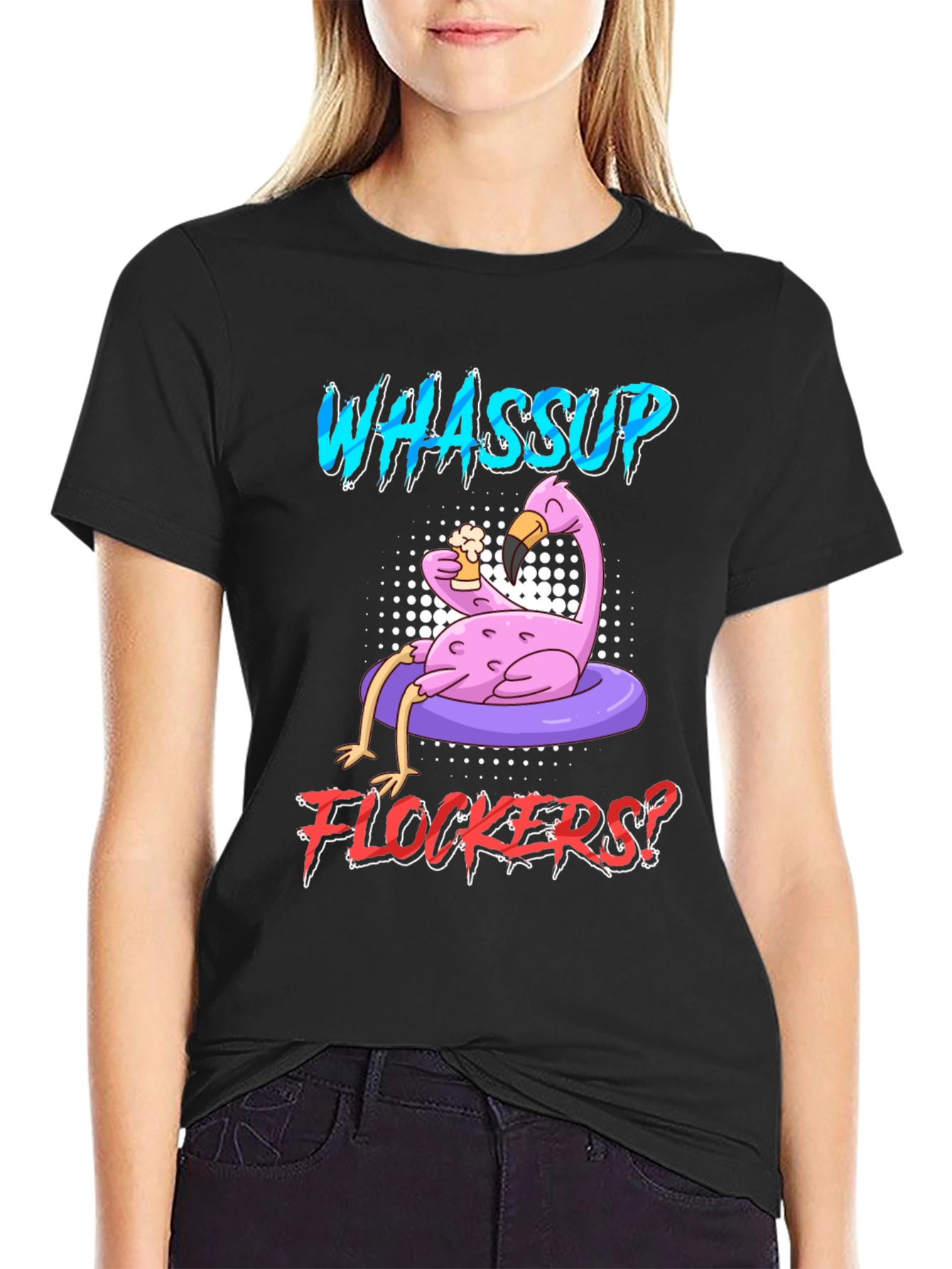 Whassup Flockers Flamingo Graphic Tee