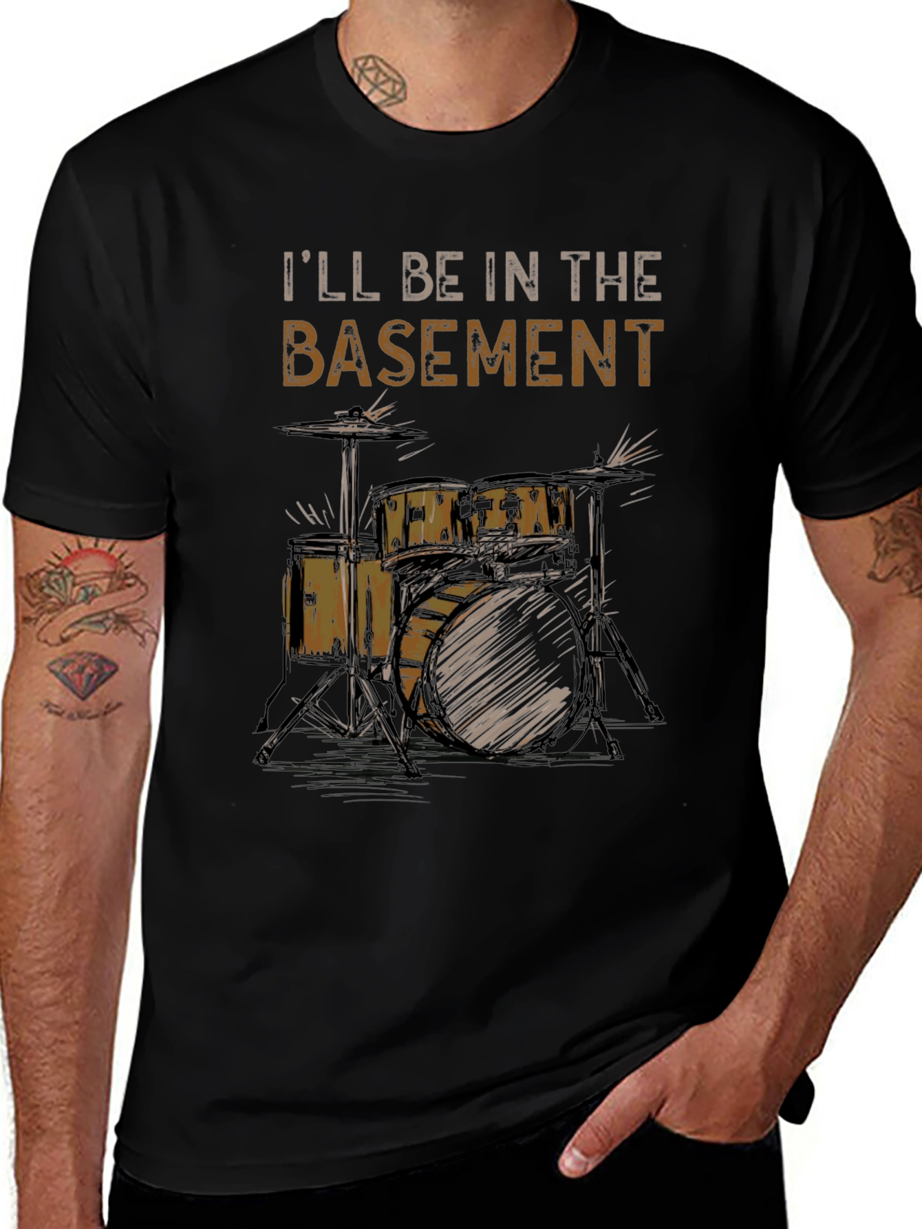 Basement Drummer T-Shirt - Music Lovers Tee