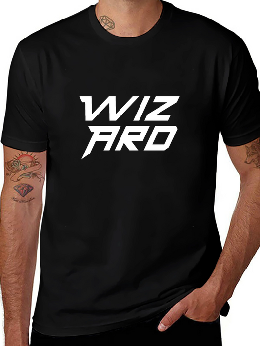 Wizard Graphic Tee - Black Short Sleeve Cotton T-Shirt