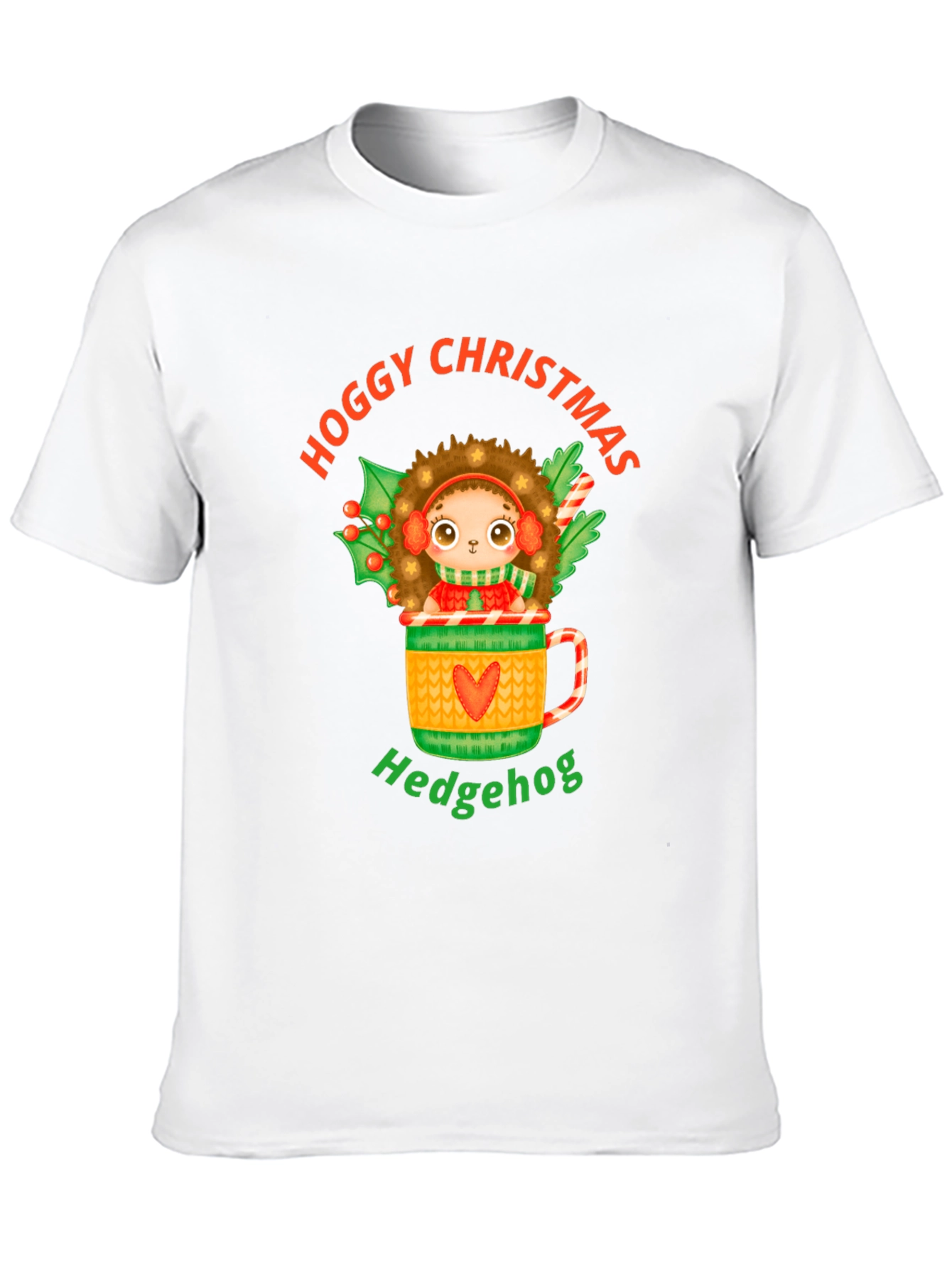 Hoggy Christmas Hedgehog Graphic T-Shirt