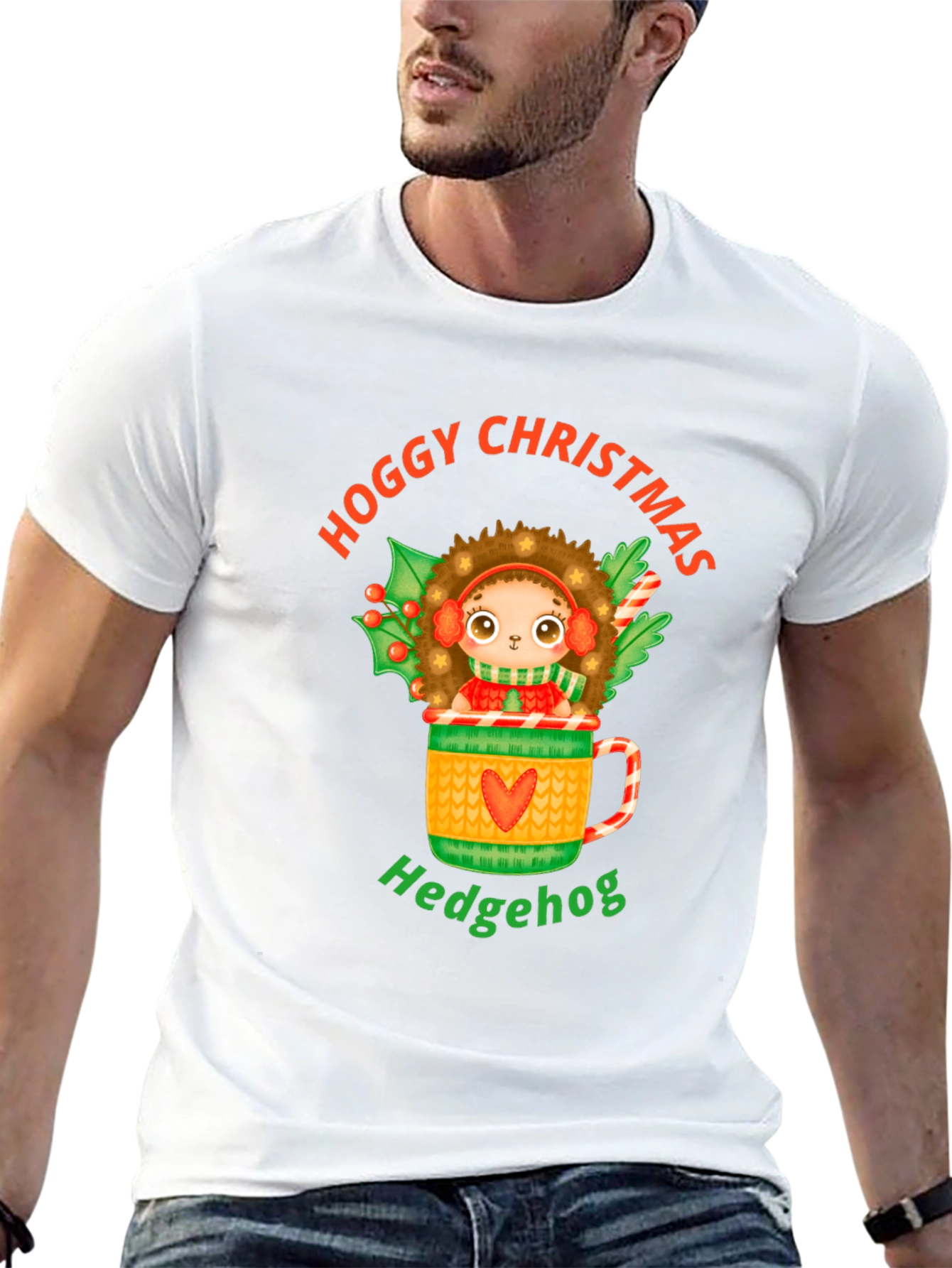 Hoggy Christmas Hedgehog Graphic T-Shirt