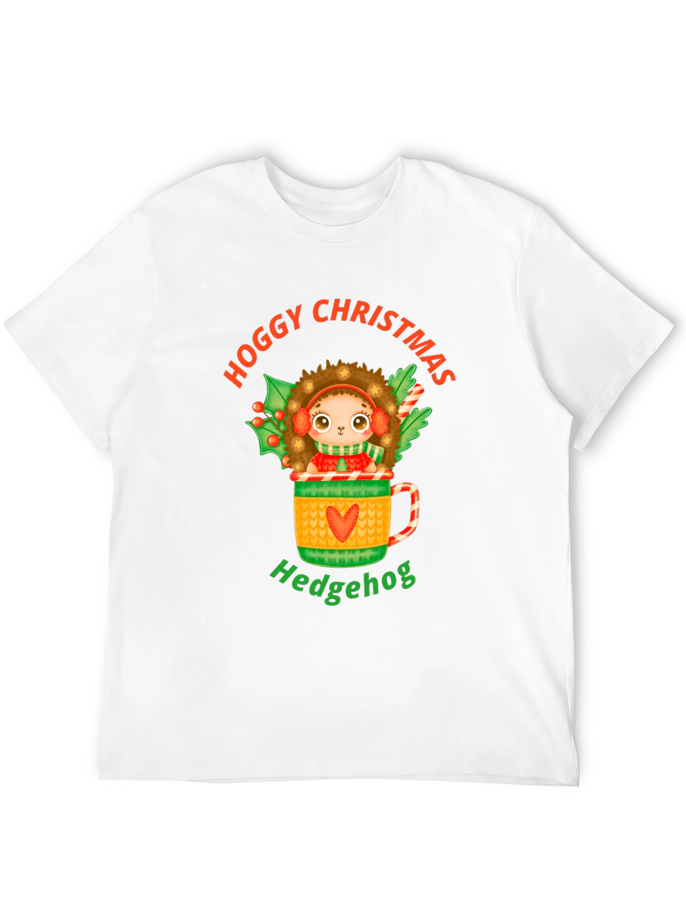 Hoggy Christmas Hedgehog Graphic T-Shirt