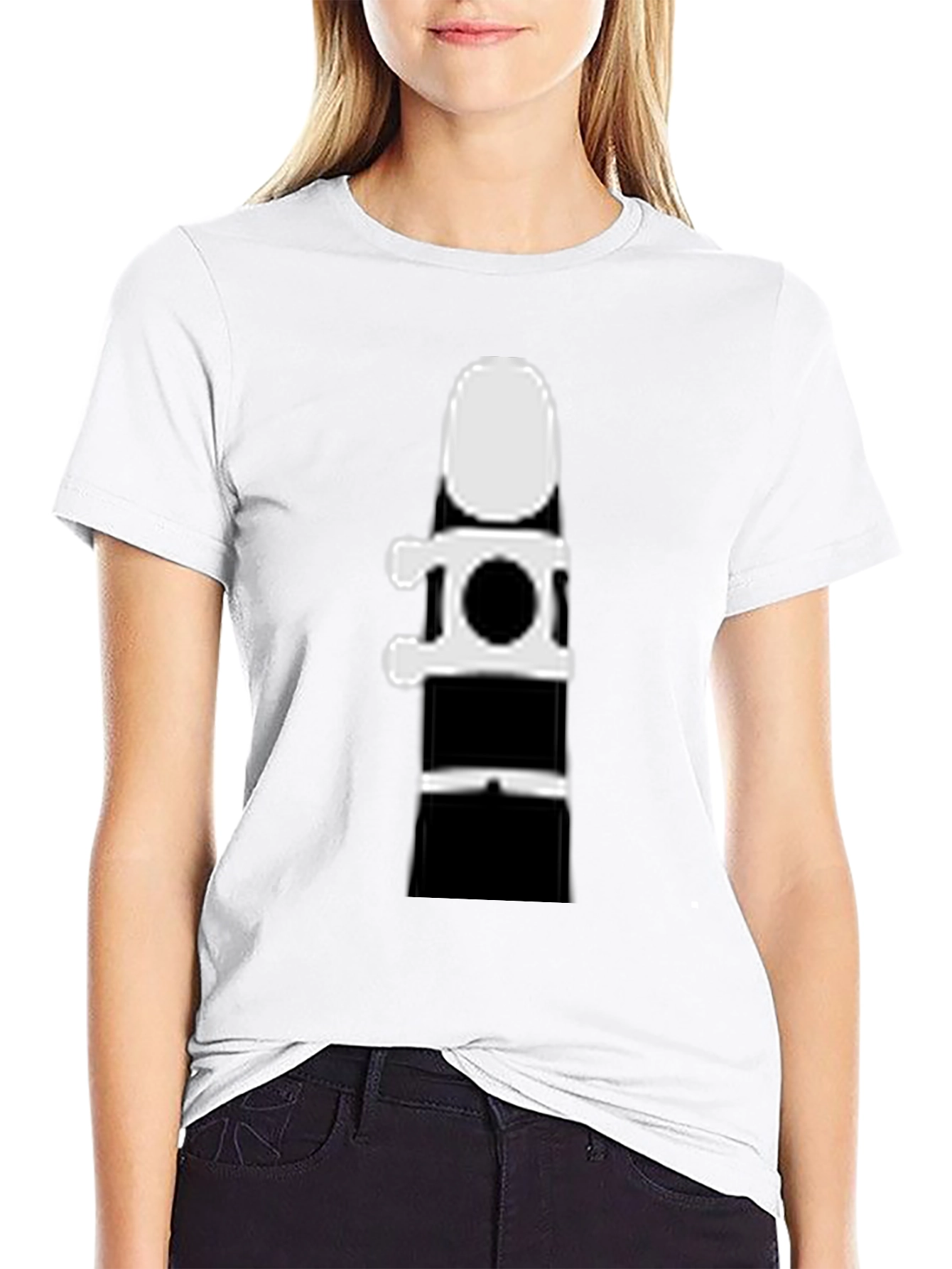 Clarinet Silhouette Graphic Tee - Black Cotton T-Shirt