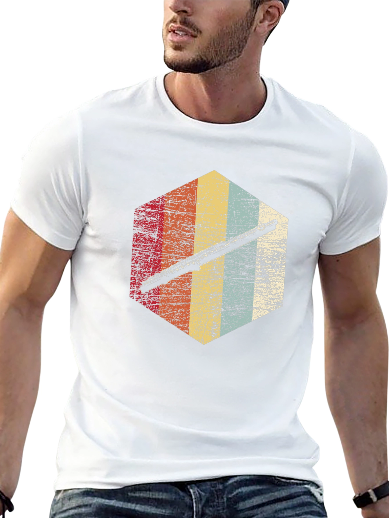 Retro Flute Graphic Tee - Musician Style Shirt