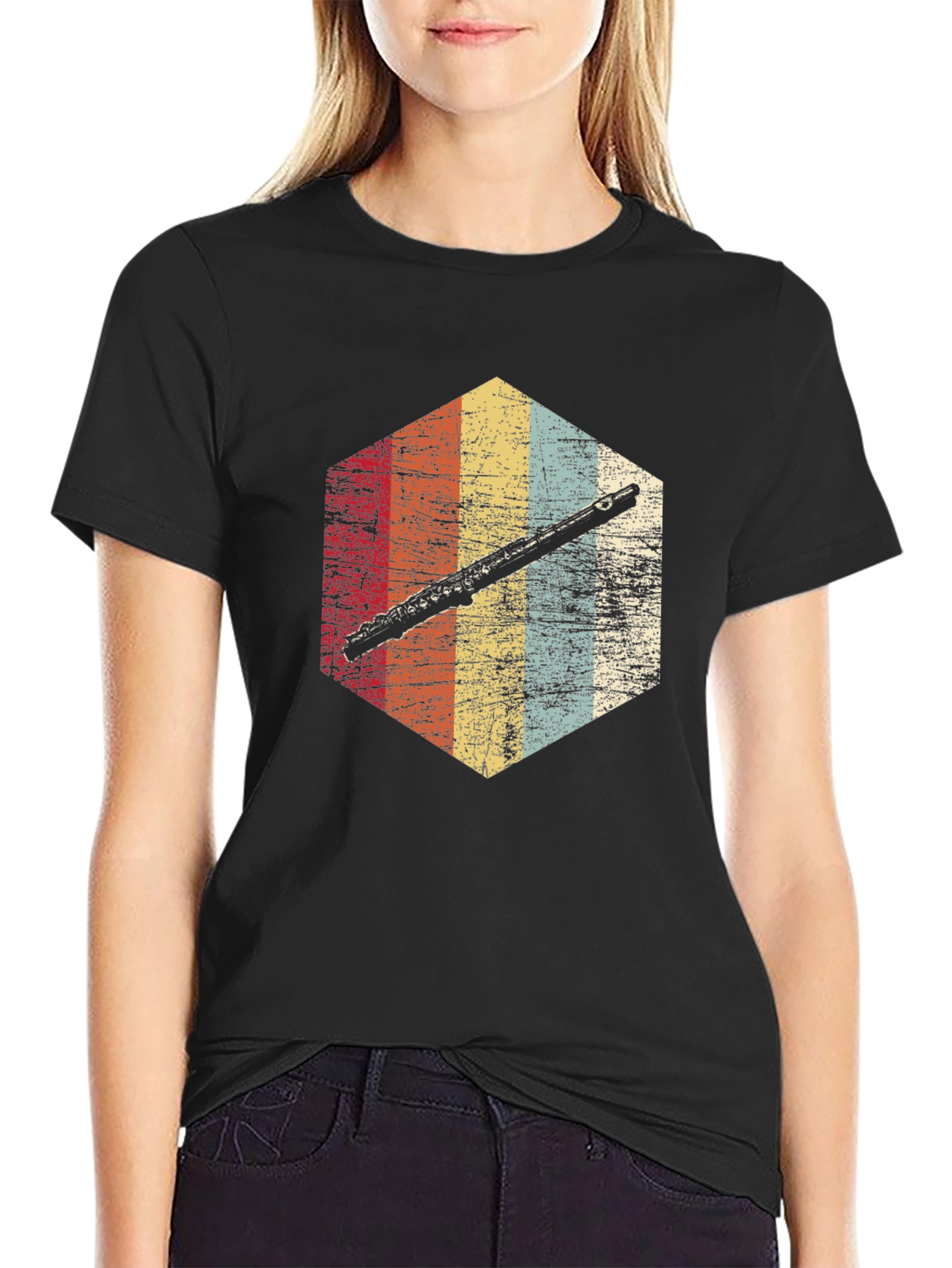 Retro Flute Graphic Tee - Musician Style Shirt