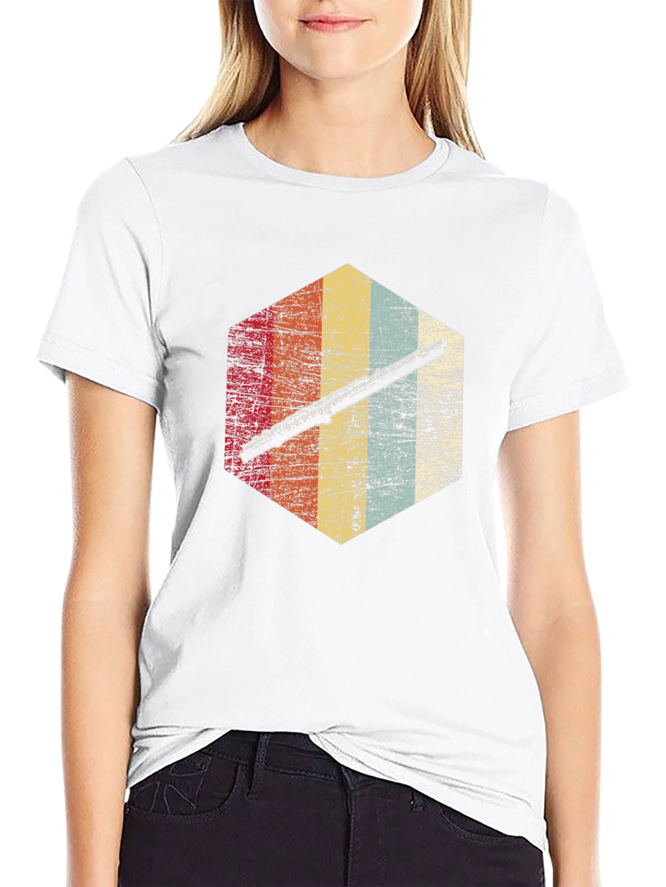 Retro Flute Graphic Tee - Musician Style Shirt