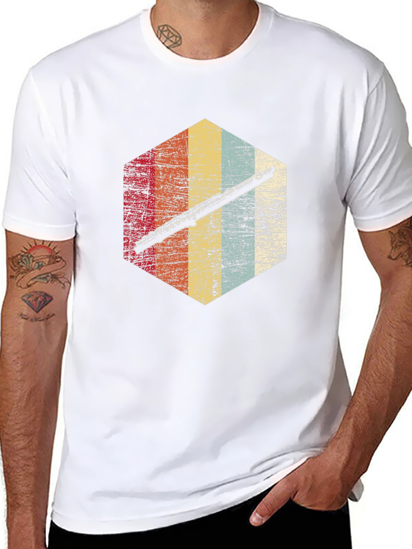 Retro Flute Graphic Tee - Musician Style Shirt
