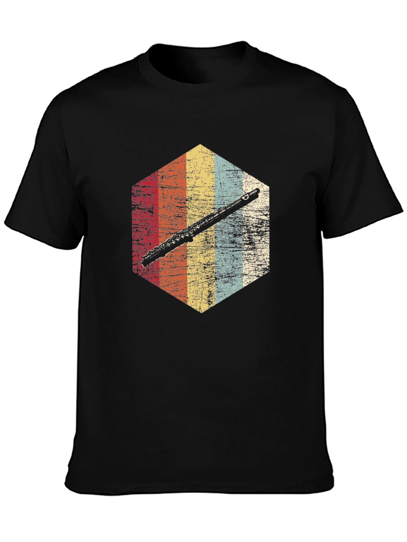 Retro Flute Graphic Tee - Musician Style Shirt
