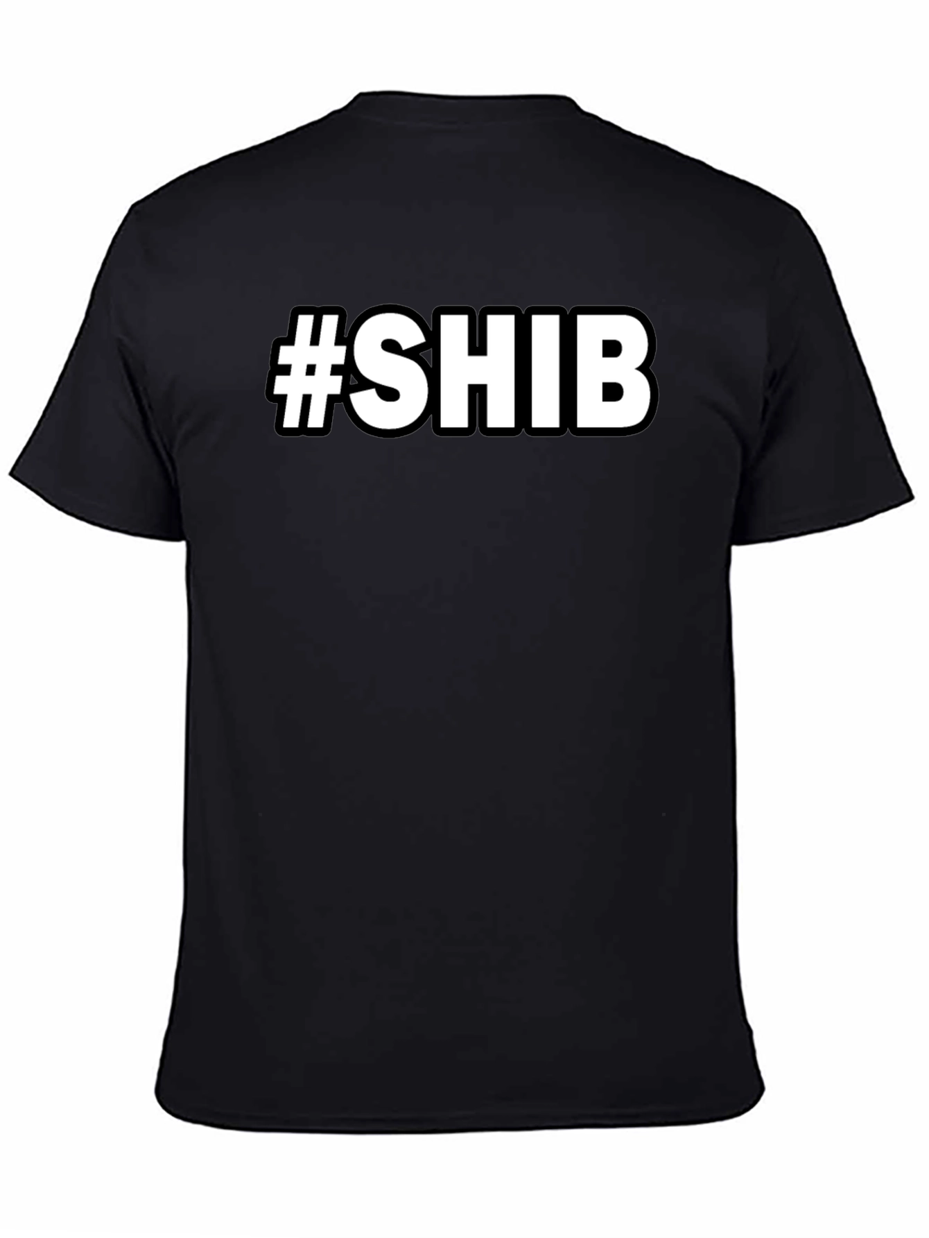#SHIB Black Cotton Graphic Tee - Crypto Enthusiast Apparel