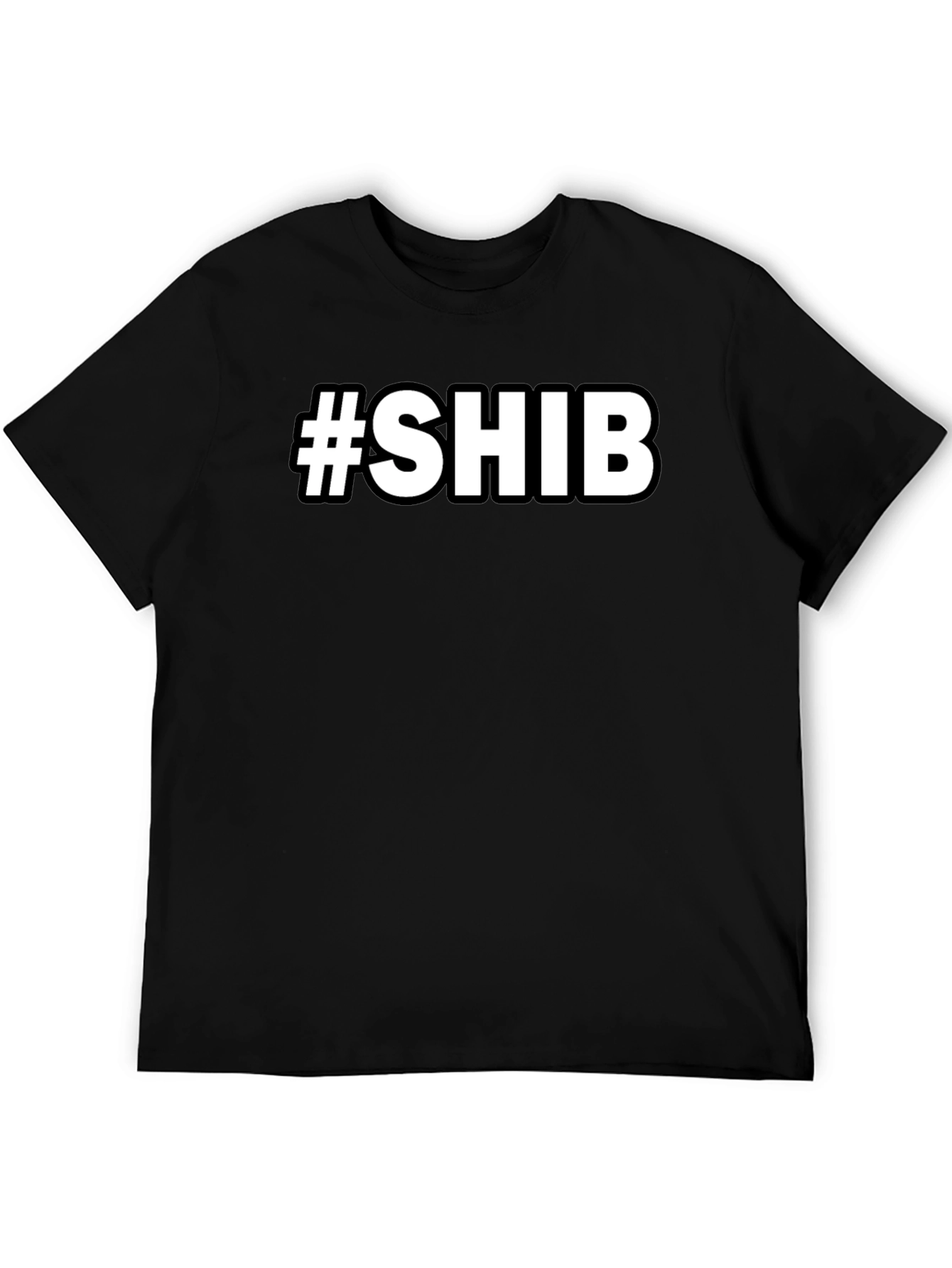 #SHIB Black Cotton Graphic Tee - Crypto Enthusiast Apparel