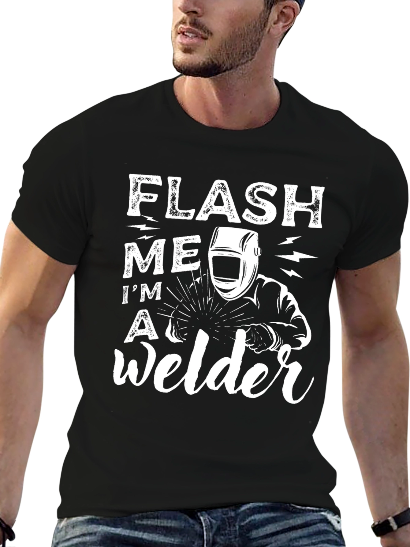 Flash Me Im A Welder Black T-Shirt