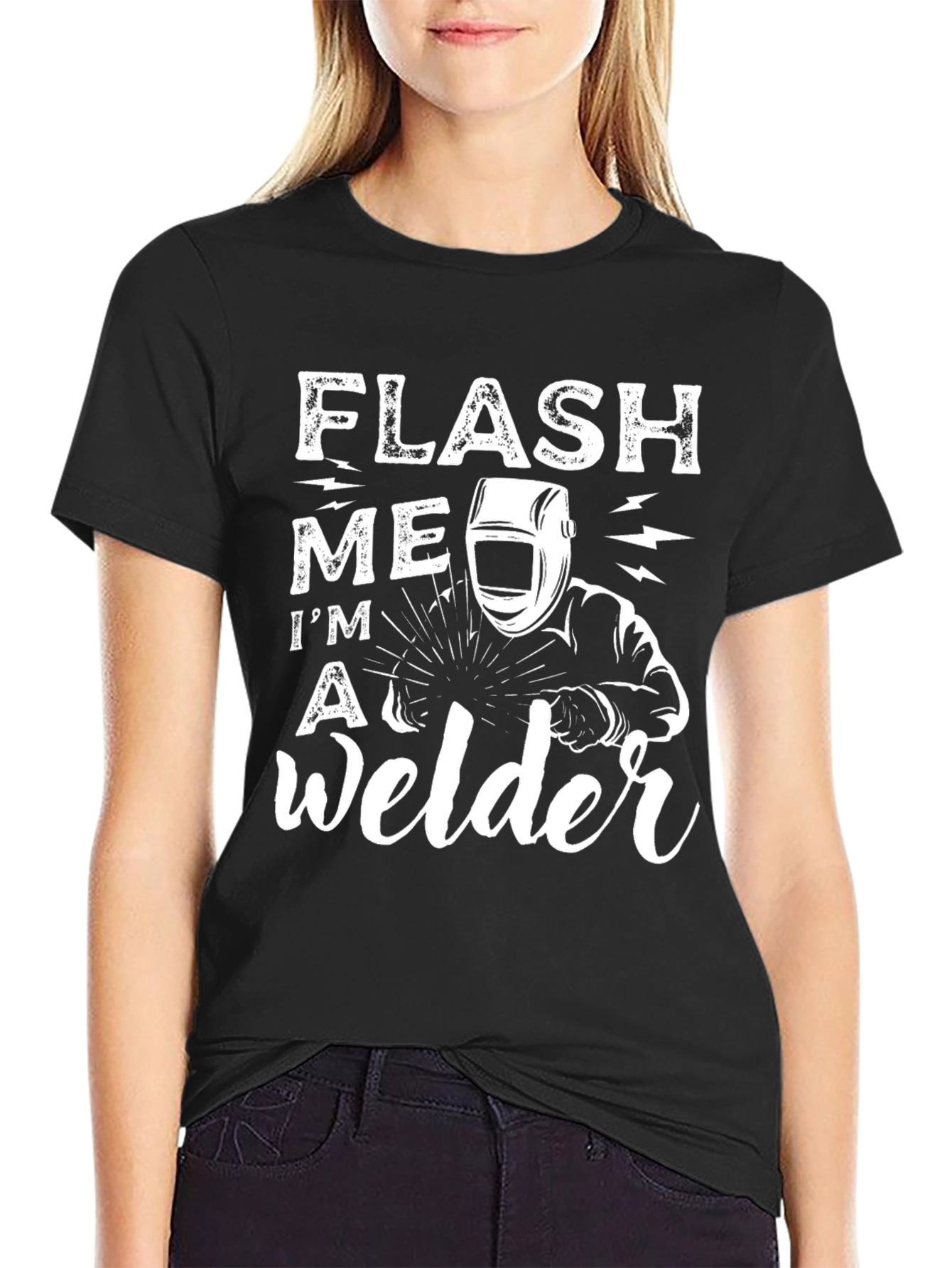 Flash Me Im A Welder Black T-Shirt