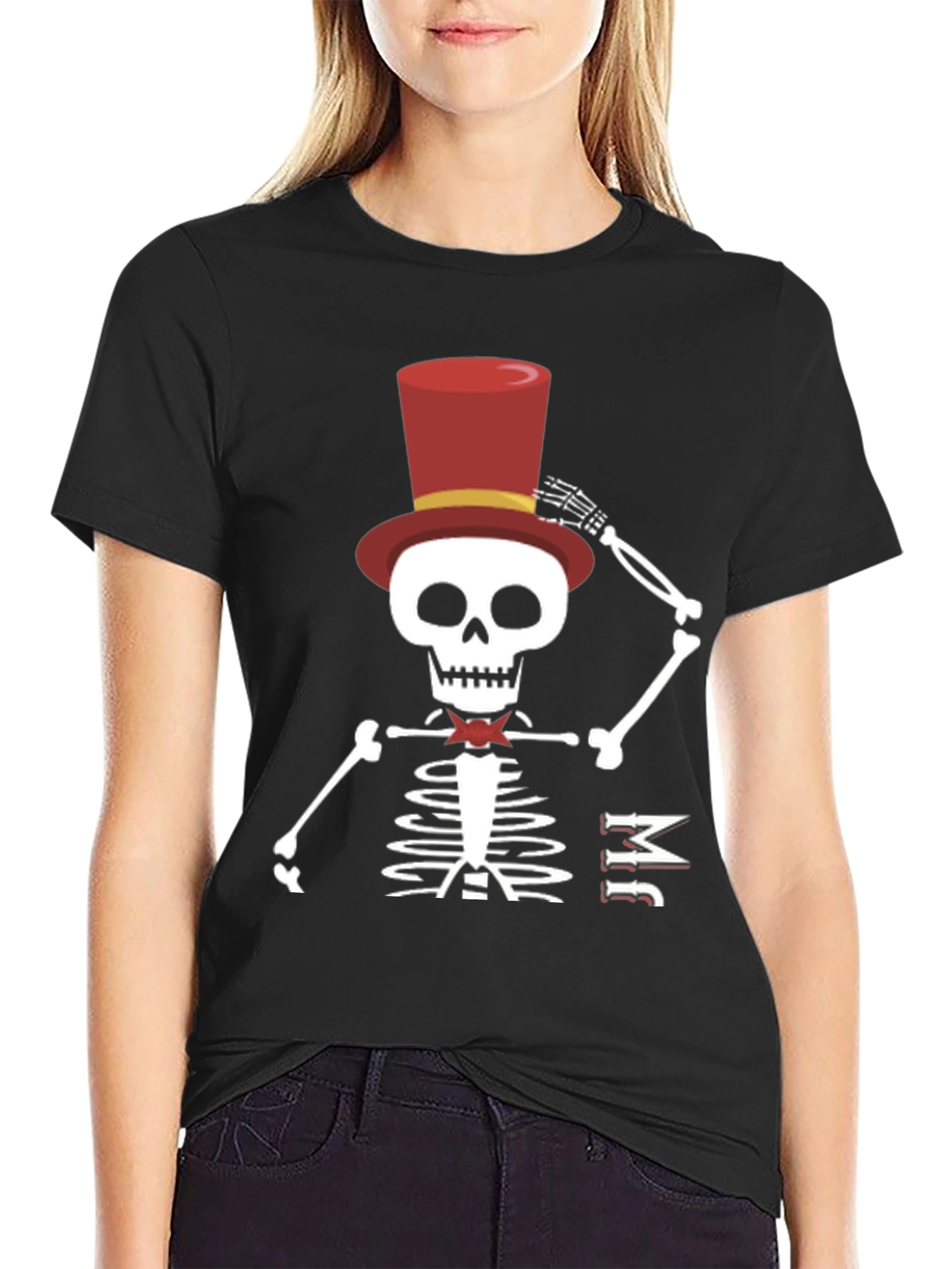 Skeleton Top Hat Mens Black T-Shirt
