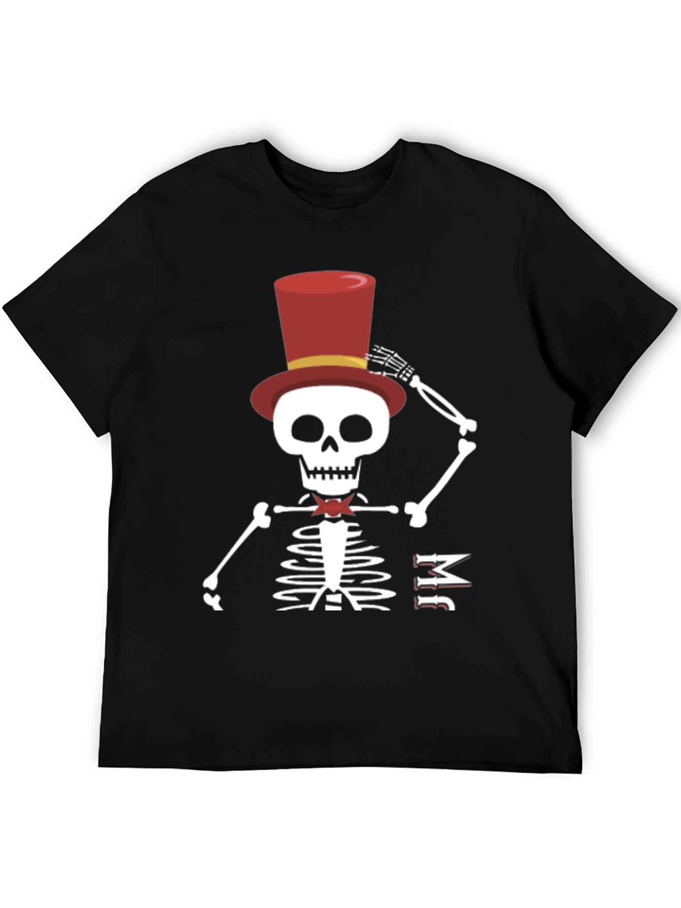 Skeleton Top Hat Mens Black T-Shirt