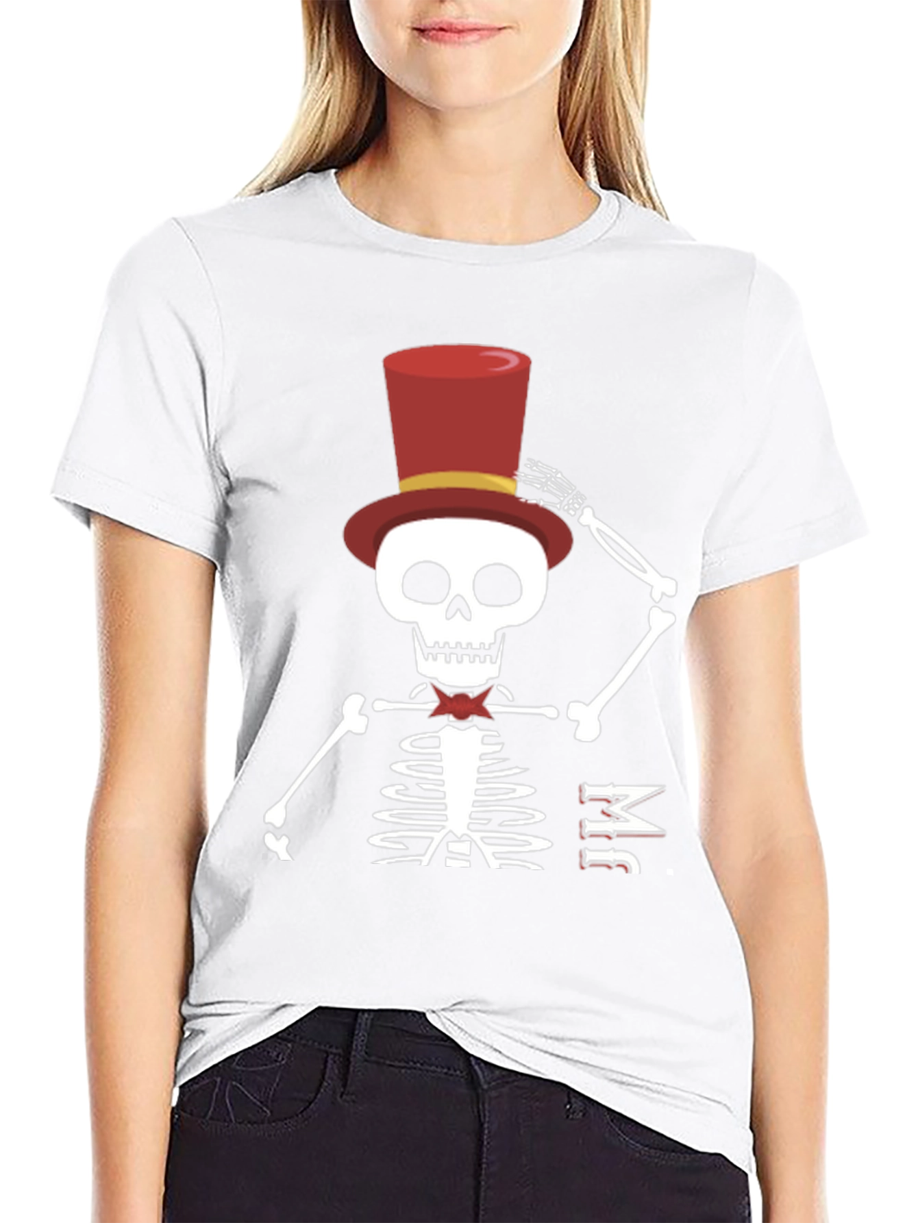 Skeleton Top Hat Mens Black T-Shirt