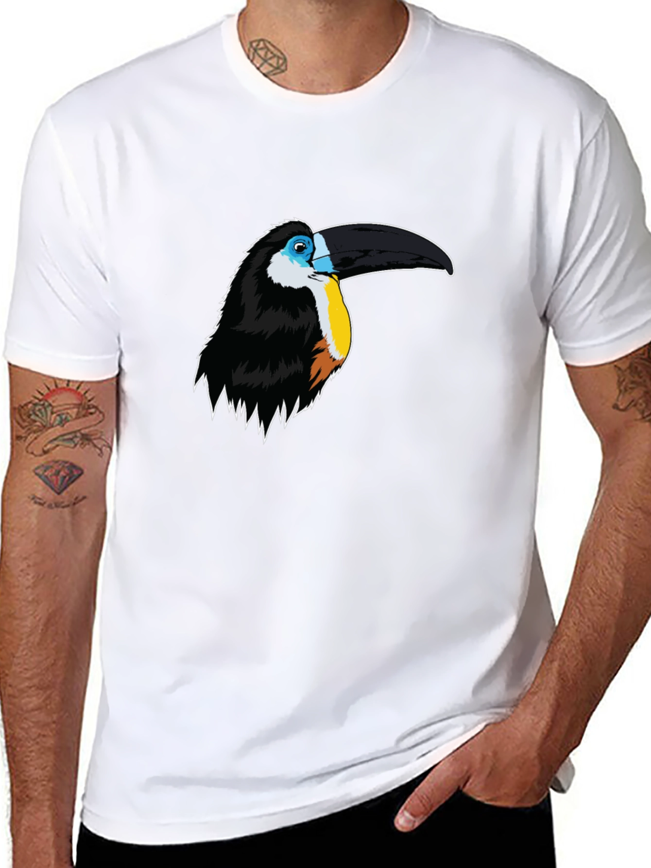 Toucan Graphic Print Mens Black T-Shirt