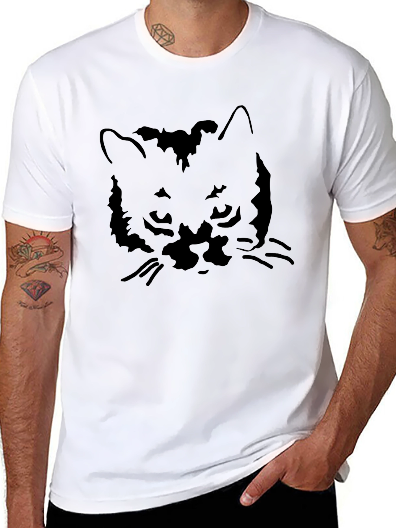 Black Cat Graphic Tee - Stylish Menswear