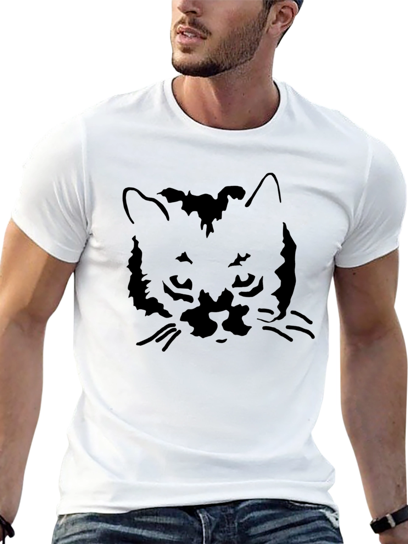 Black Cat Graphic Tee - Stylish Menswear