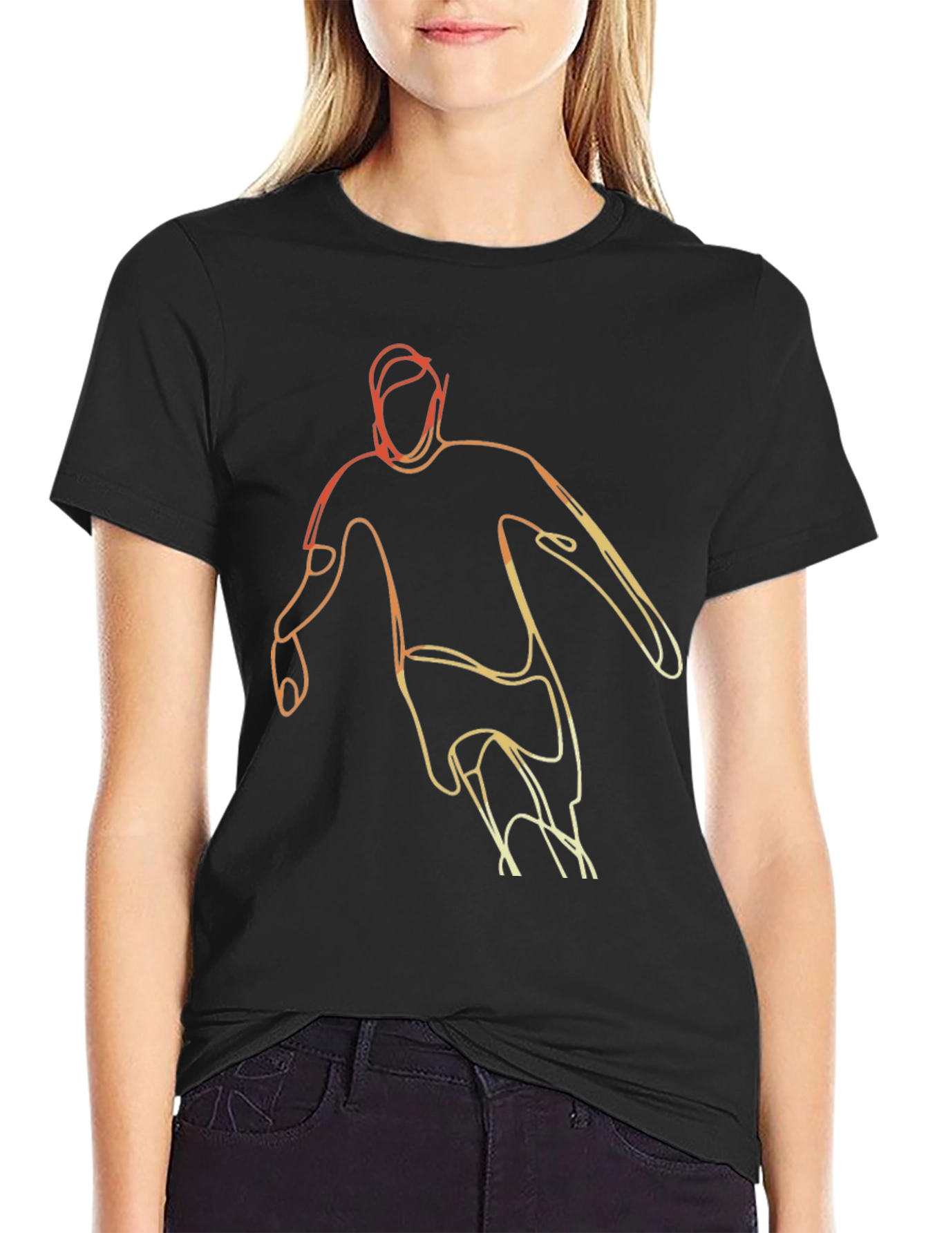 Line Art Sport Graphic Tee - Black