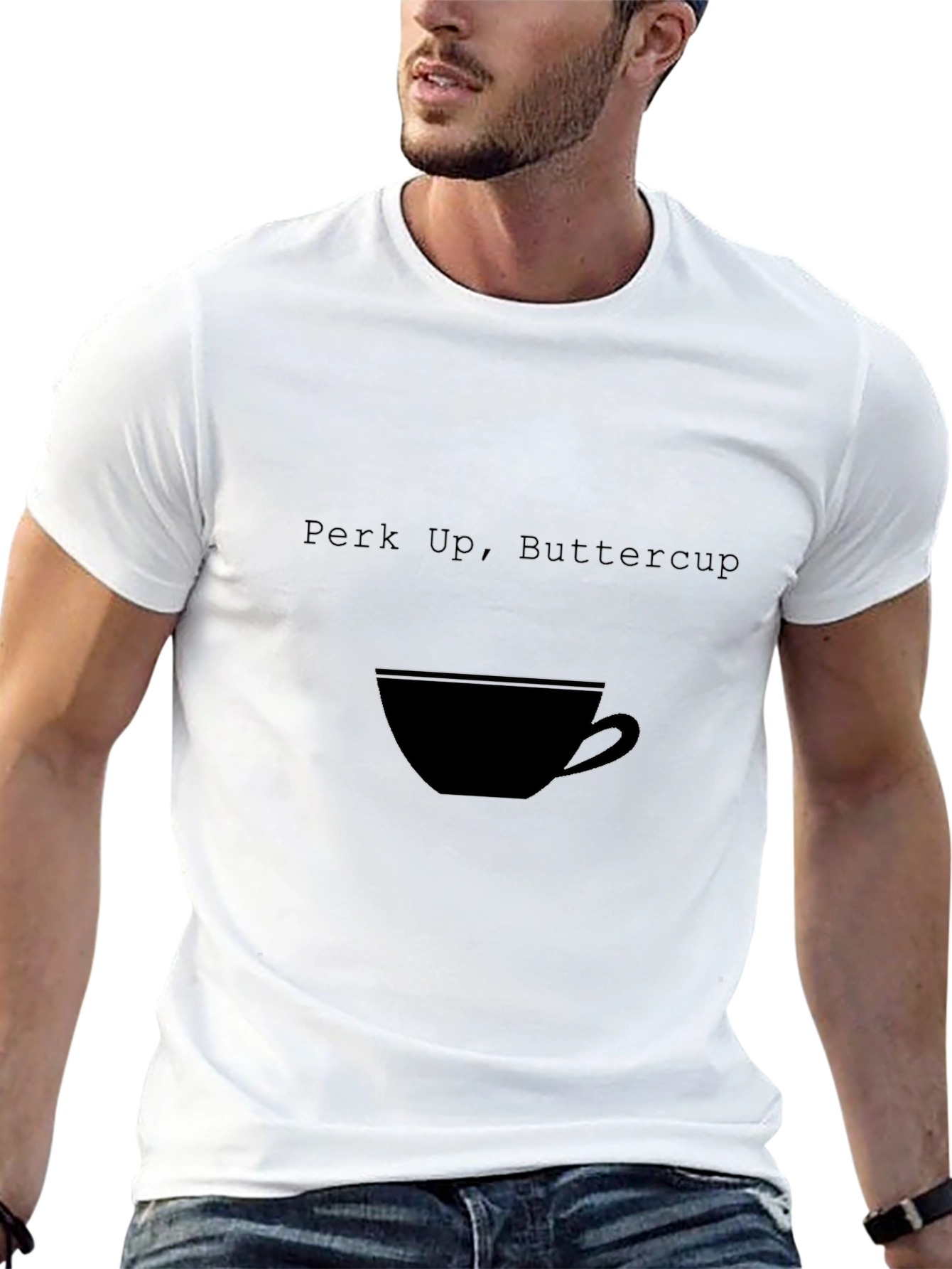 Perk Up Buttercup Black T-Shirt - Coffee Lover Tee