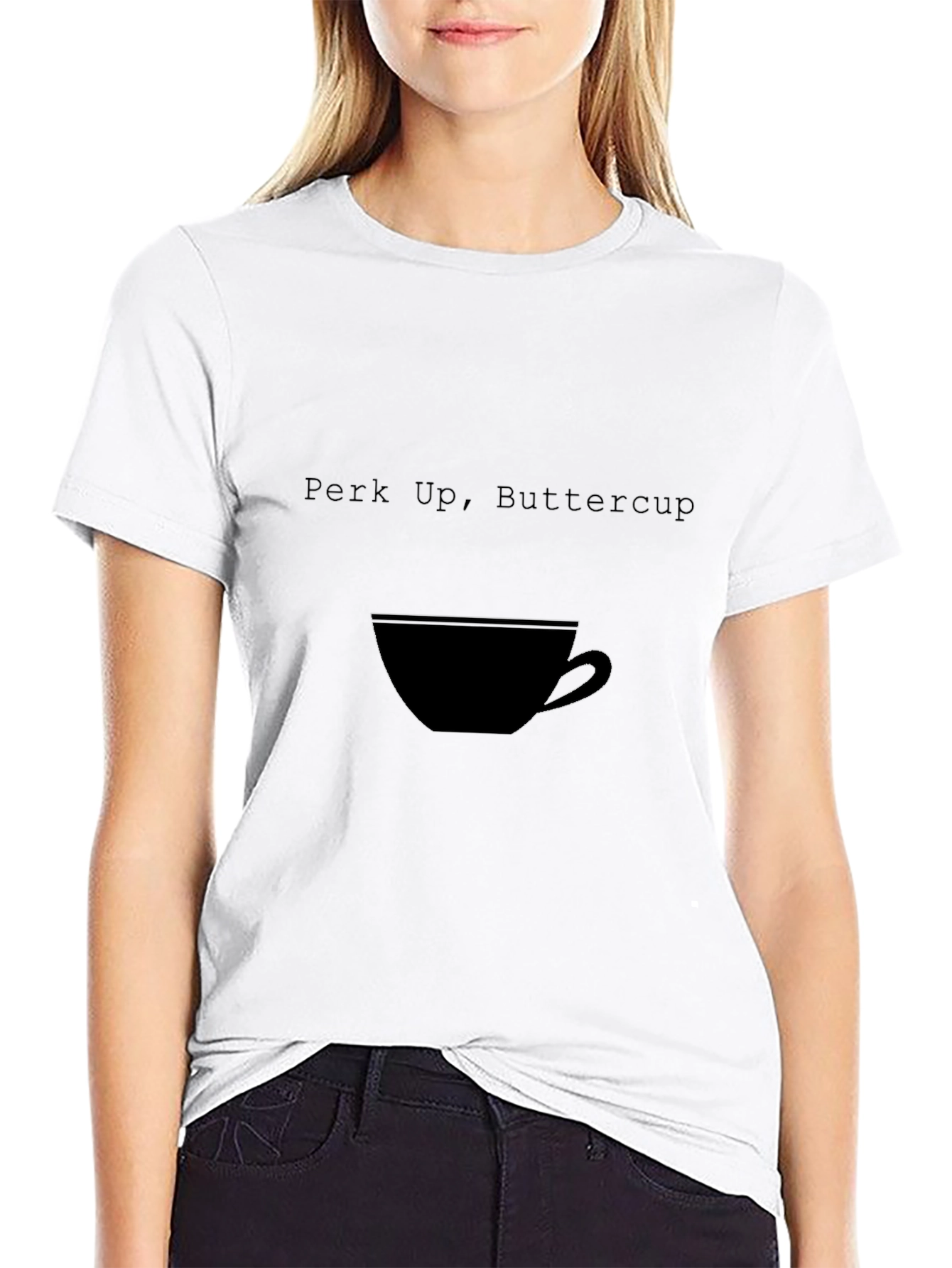 Perk Up Buttercup Black T-Shirt - Coffee Lover Tee