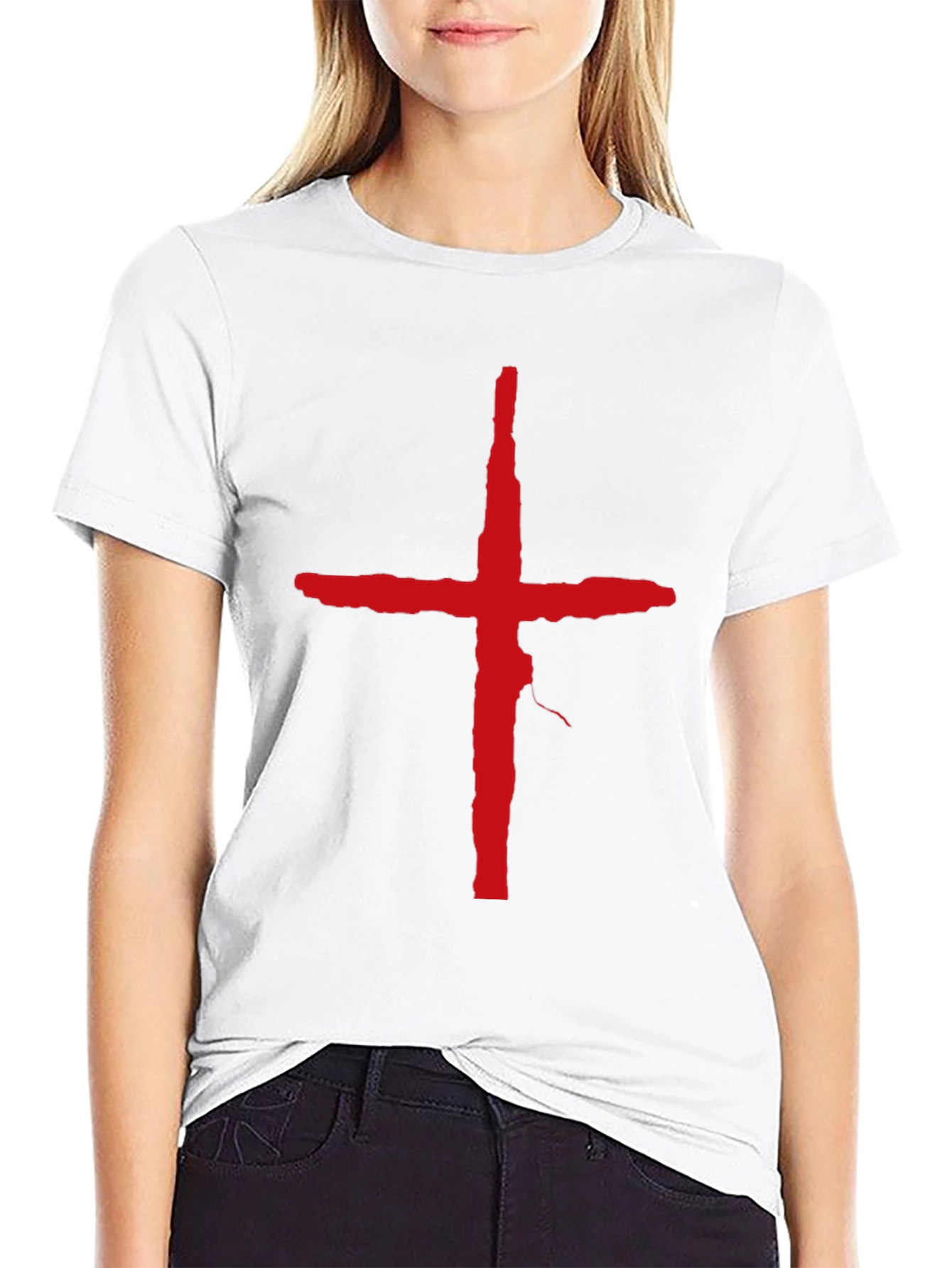 Bold Red Cross Graphic T-Shirt - Modern Casual Wear