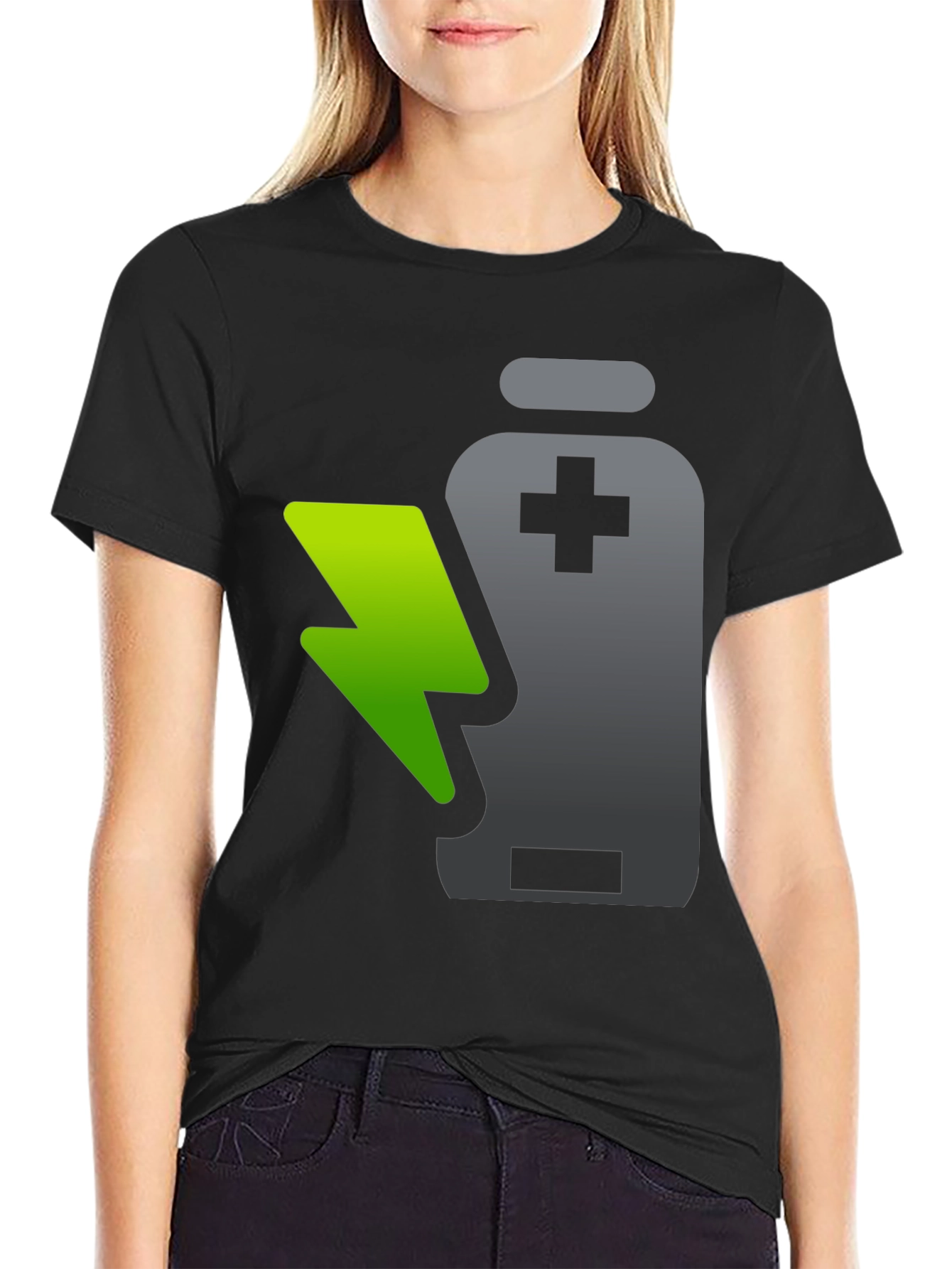 Charged Up T-Shirt: Battery and Lightning Design