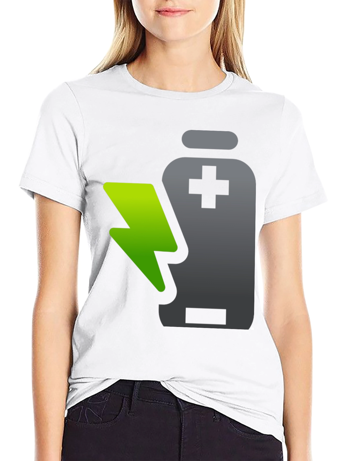 Charged Up T-Shirt: Battery and Lightning Design