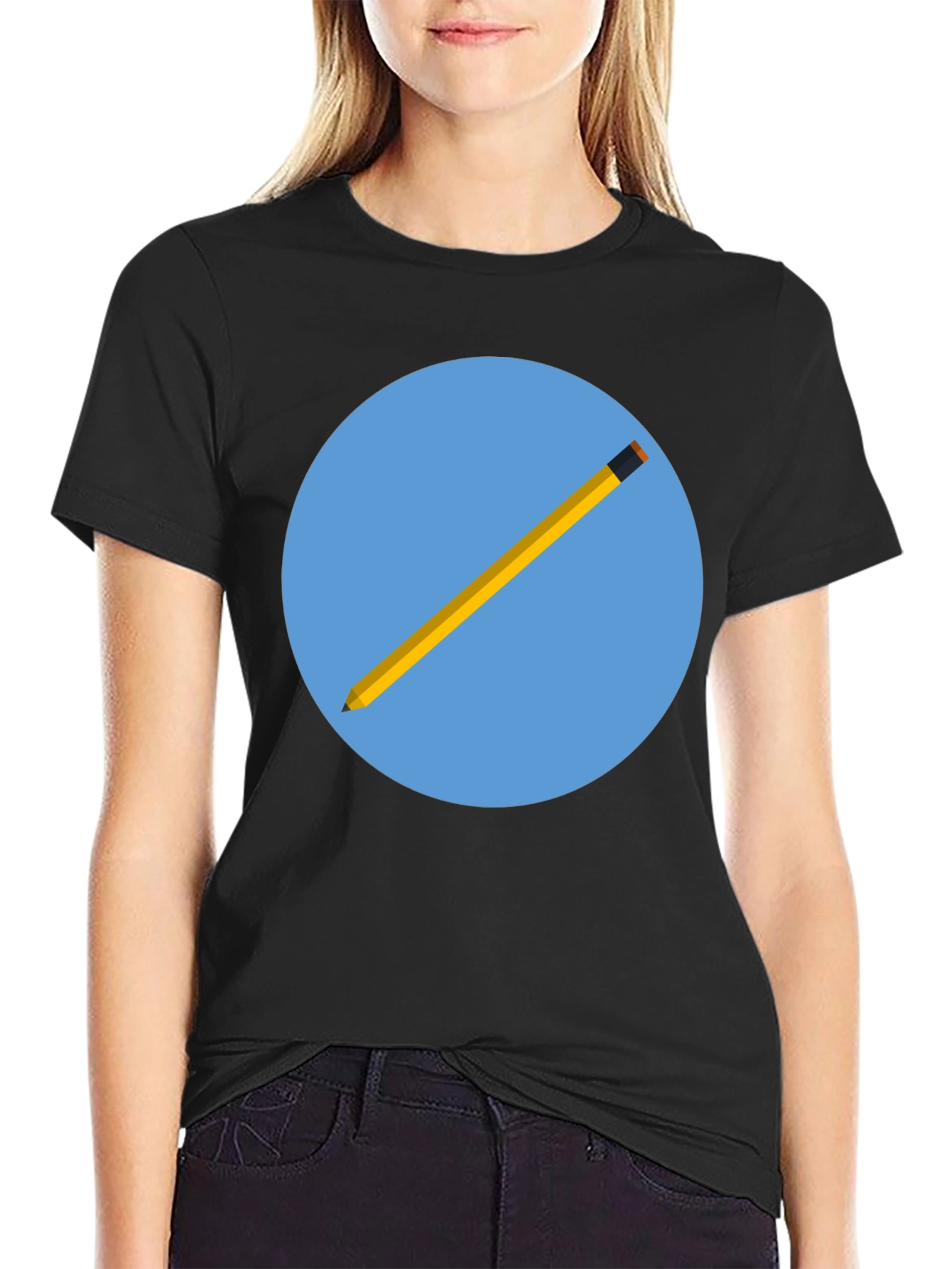 Pencil Graphic Black T-Shirt - Artistic Design