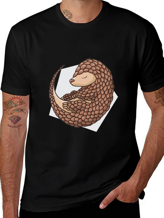 Pangolin Graphic Tee - Black Cotton Blend Shirt