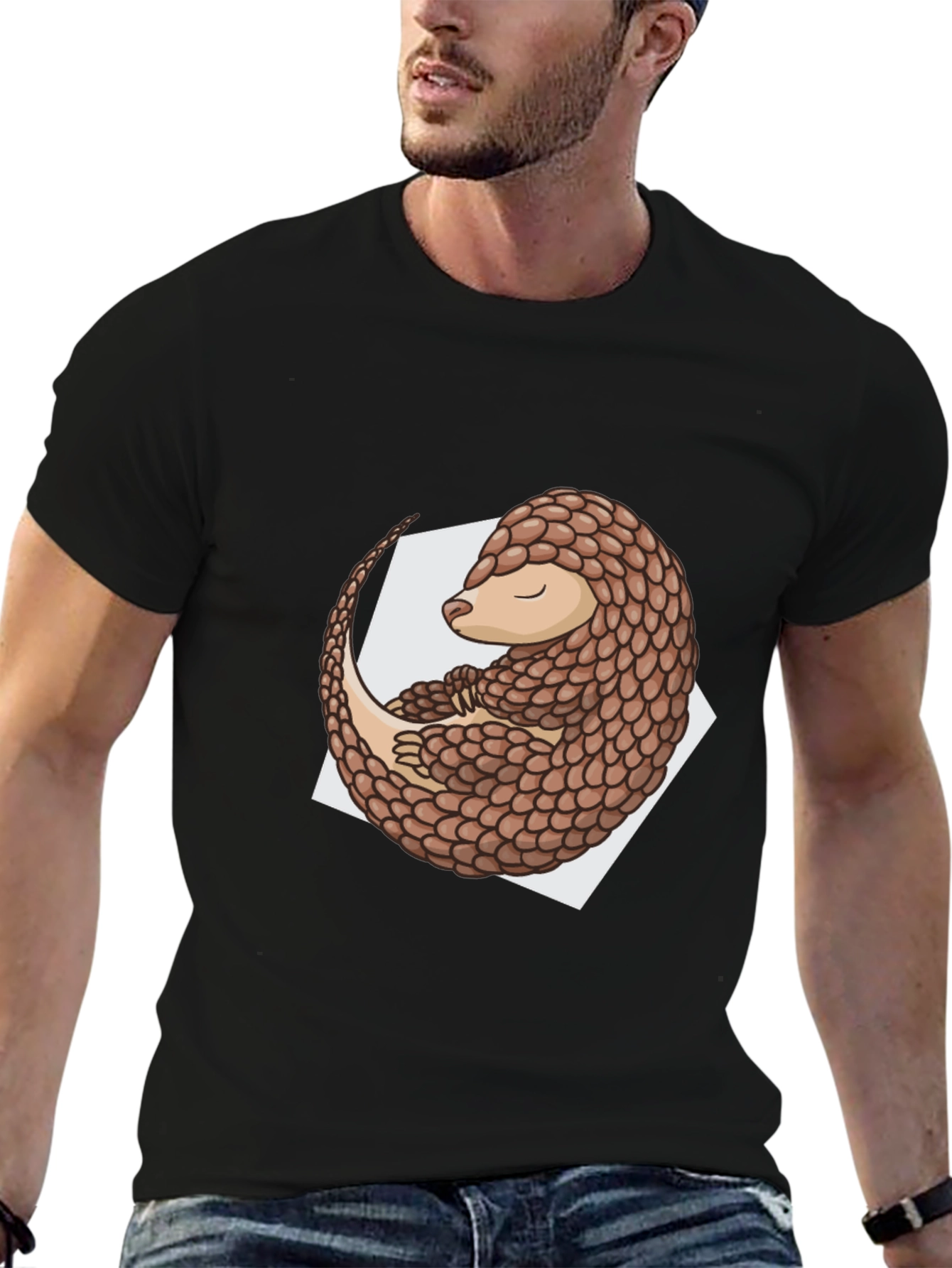 Pangolin Graphic Tee - Black Cotton Blend Shirt
