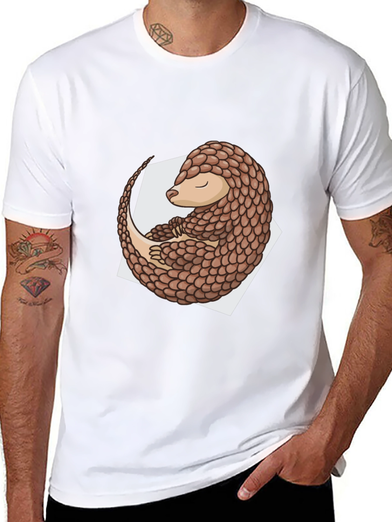 Pangolin Graphic Tee - Black Cotton Blend Shirt
