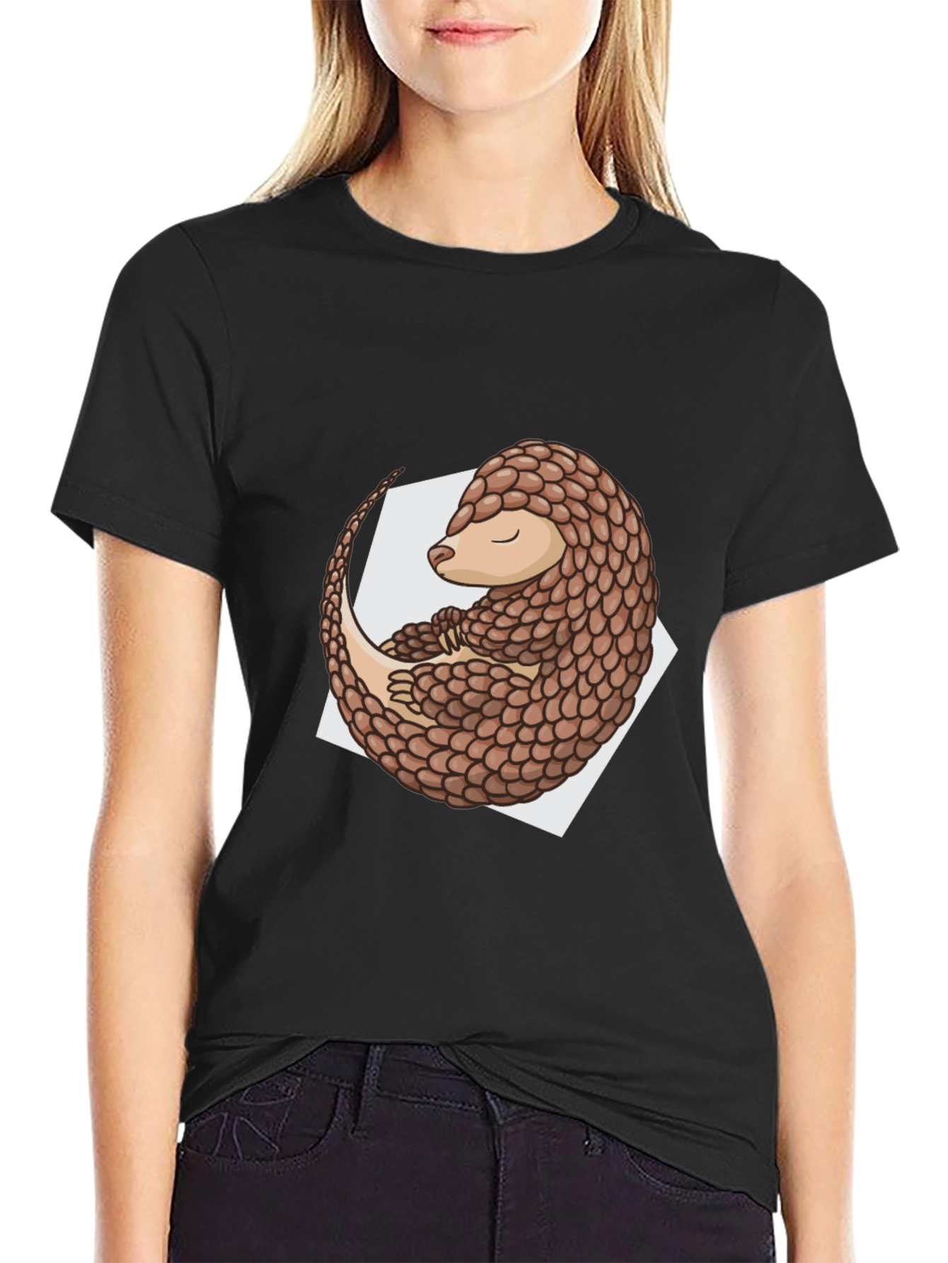 Pangolin Graphic Tee - Black Cotton Blend Shirt