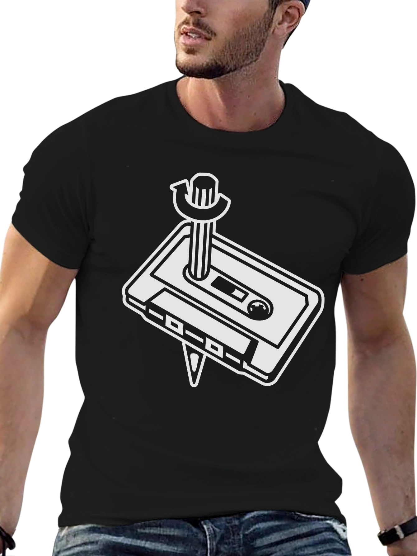 Retro Cassette Tape T-Shirt - Black