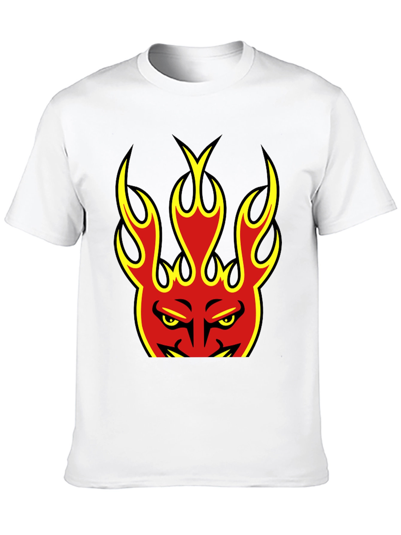Flaming Devil Graphic Tee - Black Cotton T-Shirt
