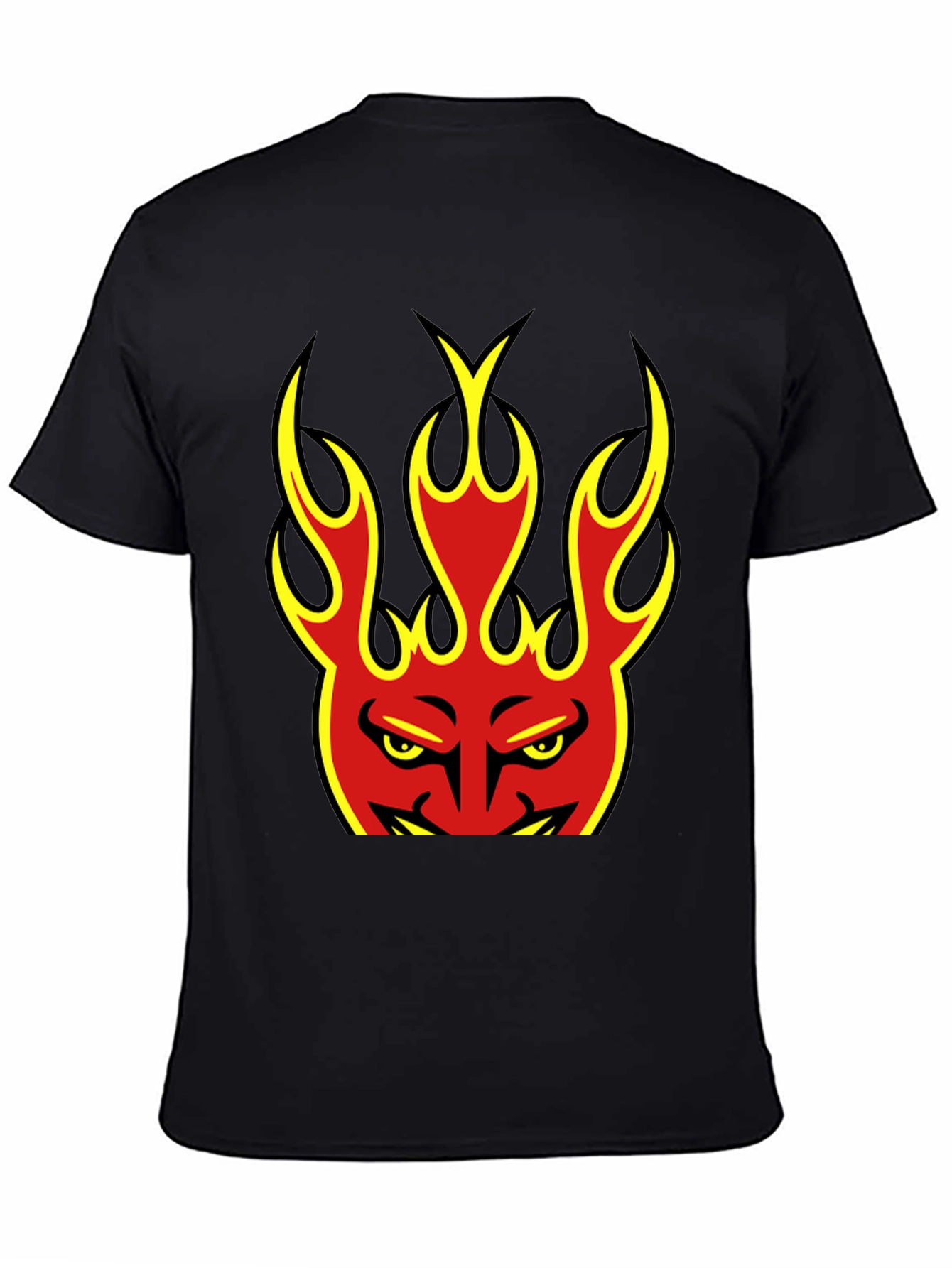 Flaming Devil Graphic Tee - Black Cotton T-Shirt