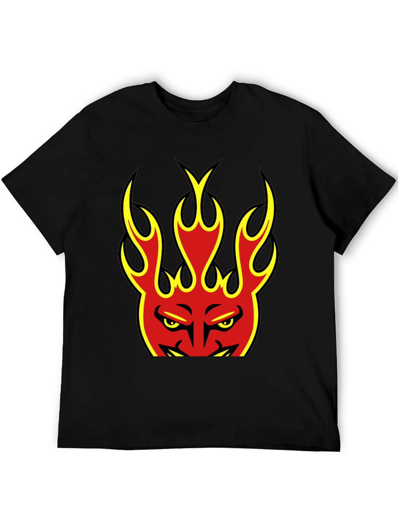Flaming Devil Graphic Tee - Black Cotton T-Shirt