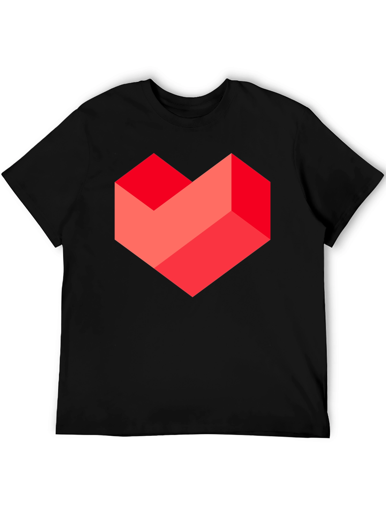 Geometric Heart Graphic Tee - Stylish Mens Black T-Shirt