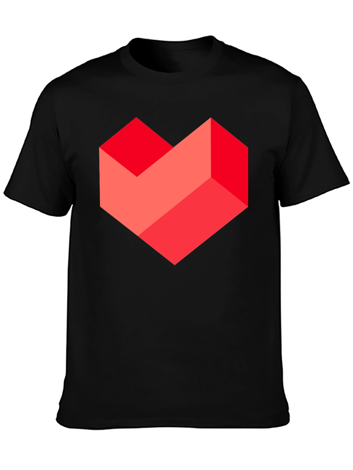 Geometric Heart Graphic Tee - Stylish Mens Black T-Shirt