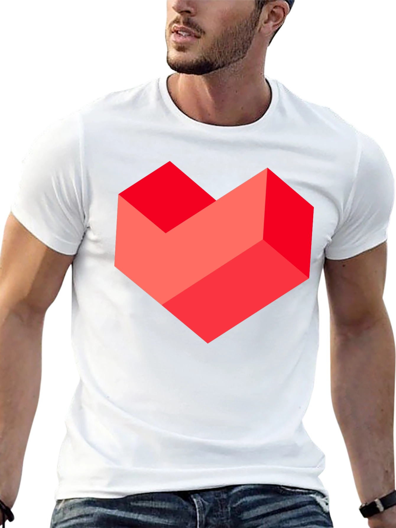 Geometric Heart Graphic Tee - Stylish Mens Black T-Shirt