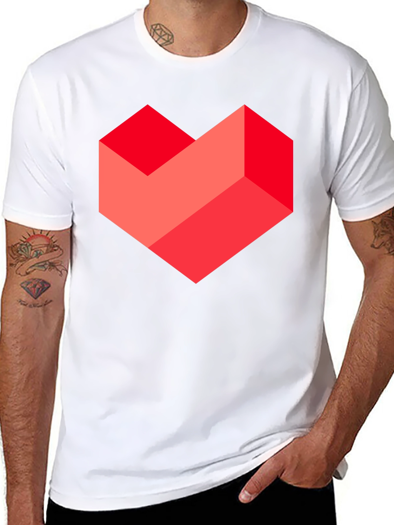 Geometric Heart Graphic Tee - Stylish Mens Black T-Shirt