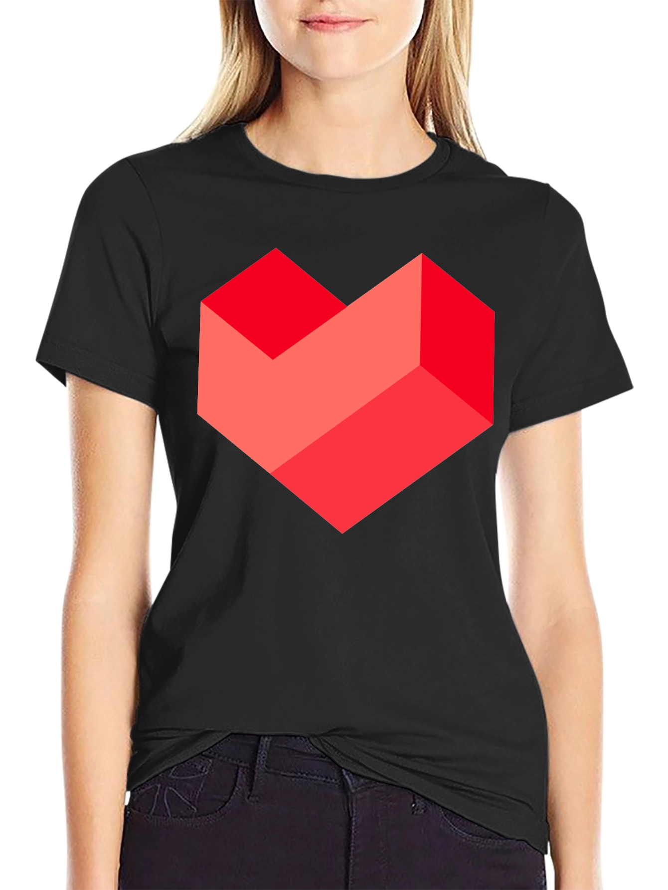 Geometric Heart Graphic Tee - Stylish Mens Black T-Shirt