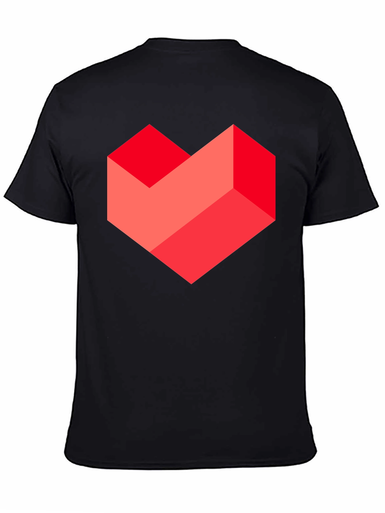 Geometric Heart Graphic Tee - Stylish Mens Black T-Shirt