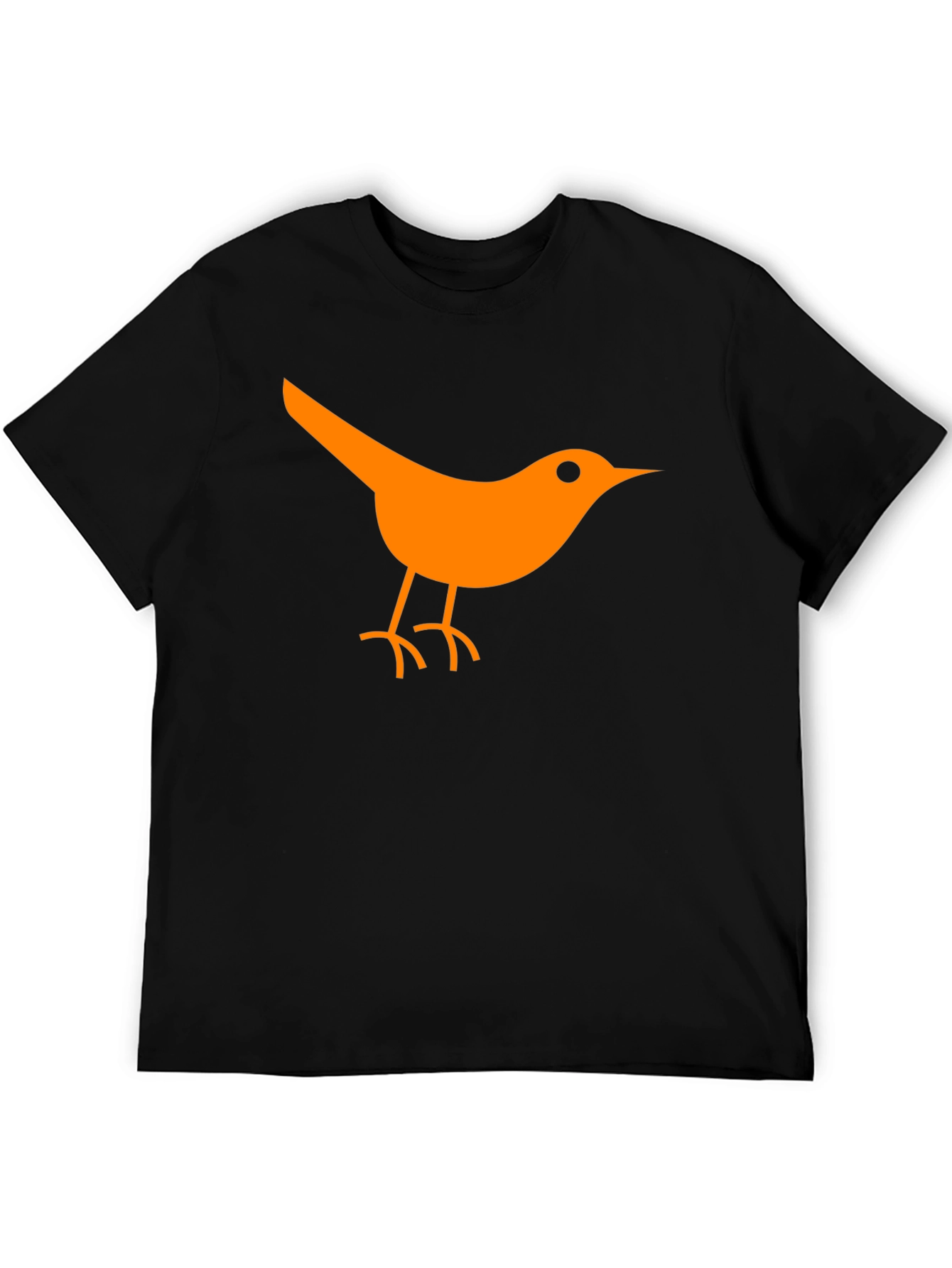 Orange Bird Graphic Tee - Casual Black T-Shirt
