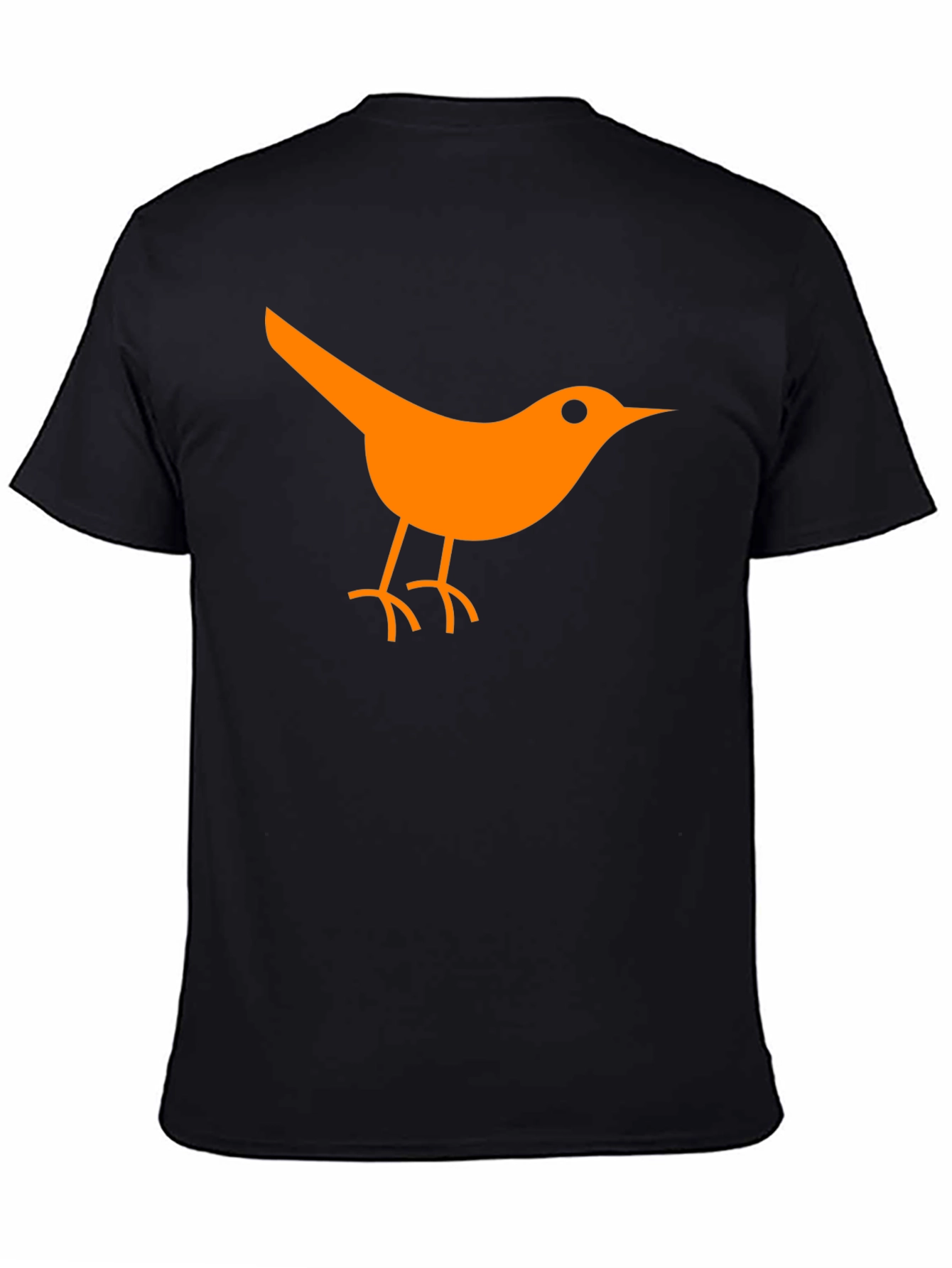 Orange Bird Graphic Tee - Casual Black T-Shirt