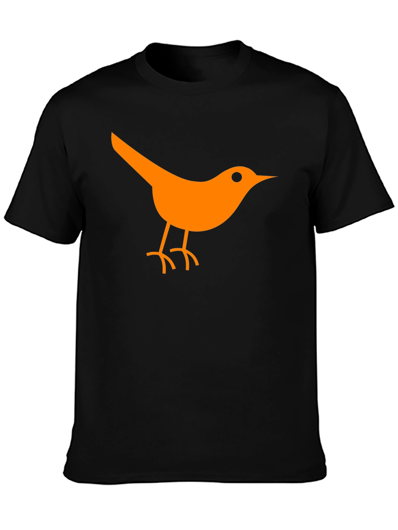 Orange Bird Graphic Tee - Casual Black T-Shirt