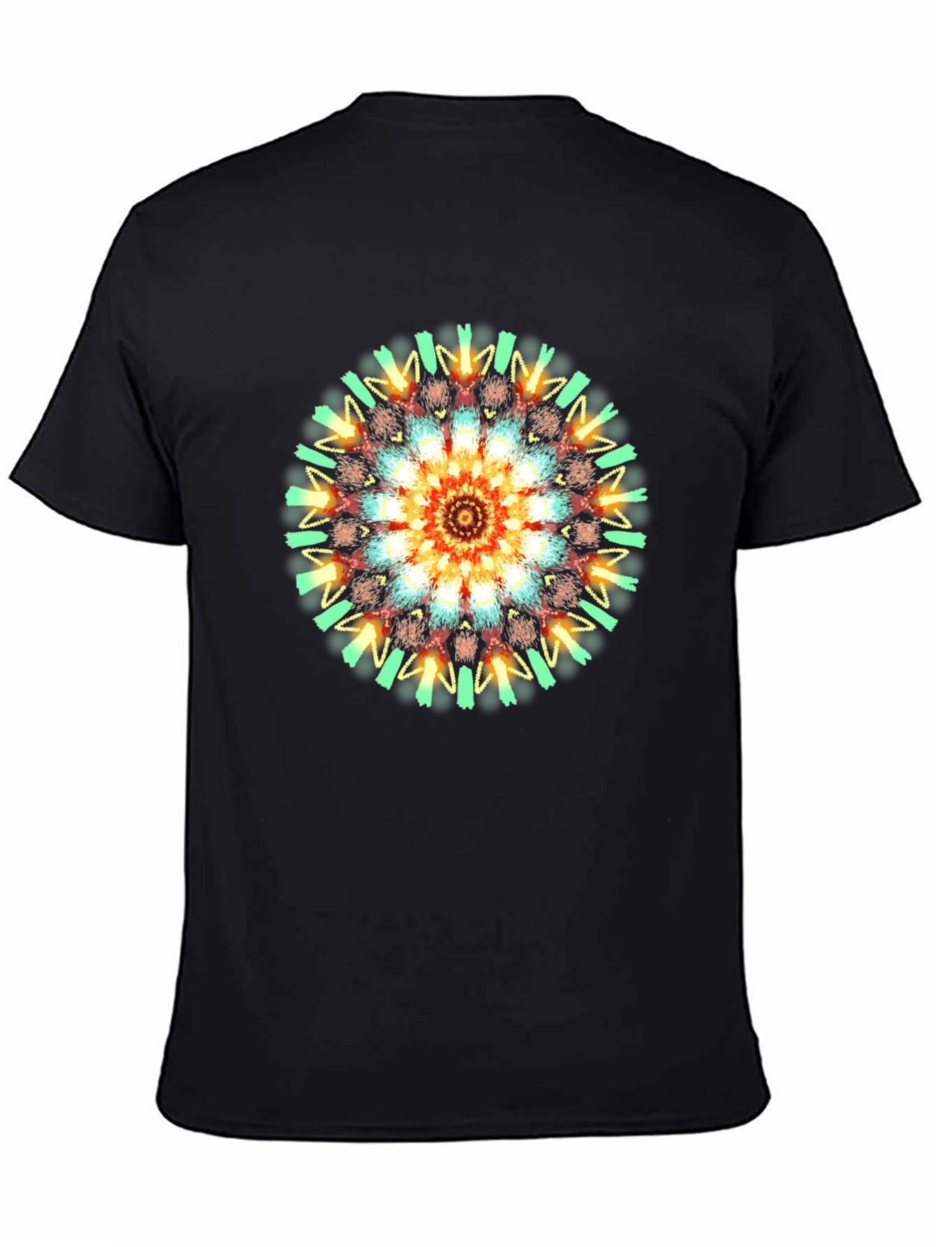 Vibrant Mandala Graphic T-Shirt - Black